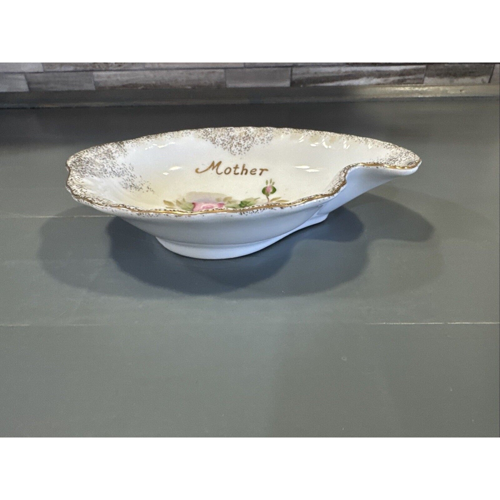 vintage Norcrest MOTHER bowl / plate / dish with pink roses