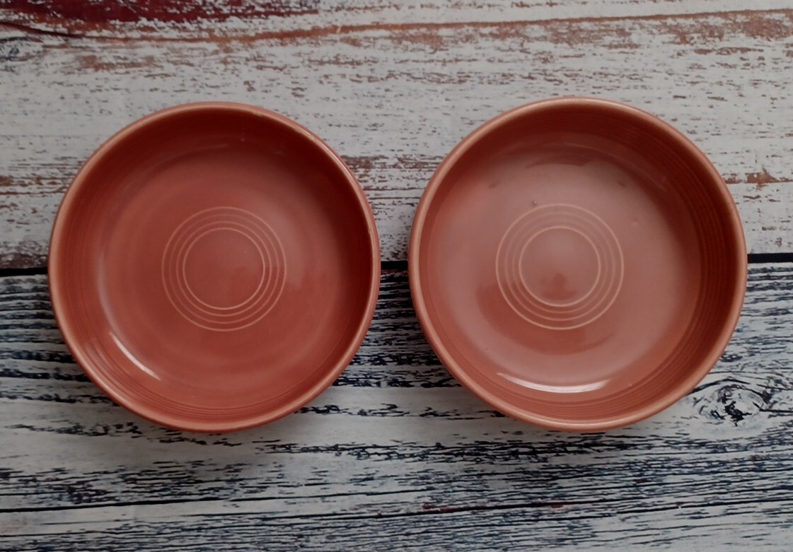 PAIR VINTAGE FIESTA 50’S ROSE 6″ DESSERT BOWL RARE 1950-1959 FLAWLESS CONDITION