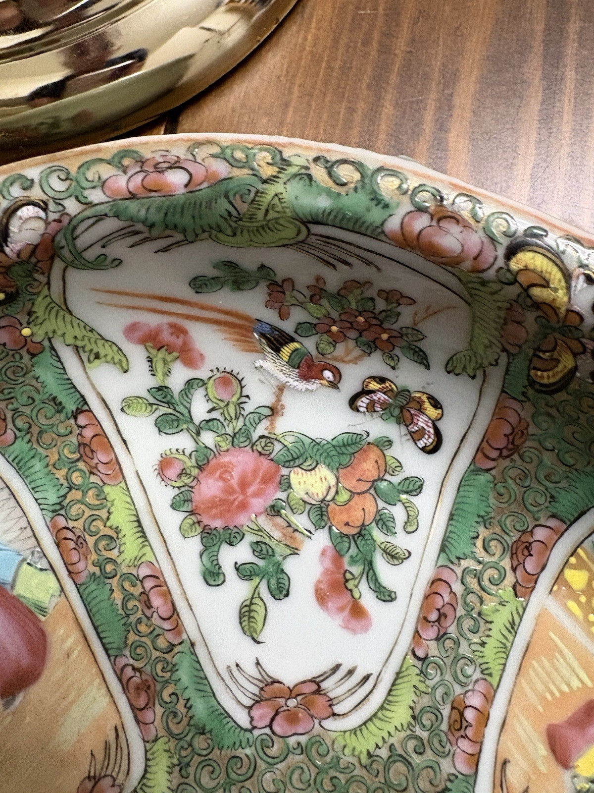 Antique 19th Century Chinese Rose Medallion Porcelain Platter- 11×9 in