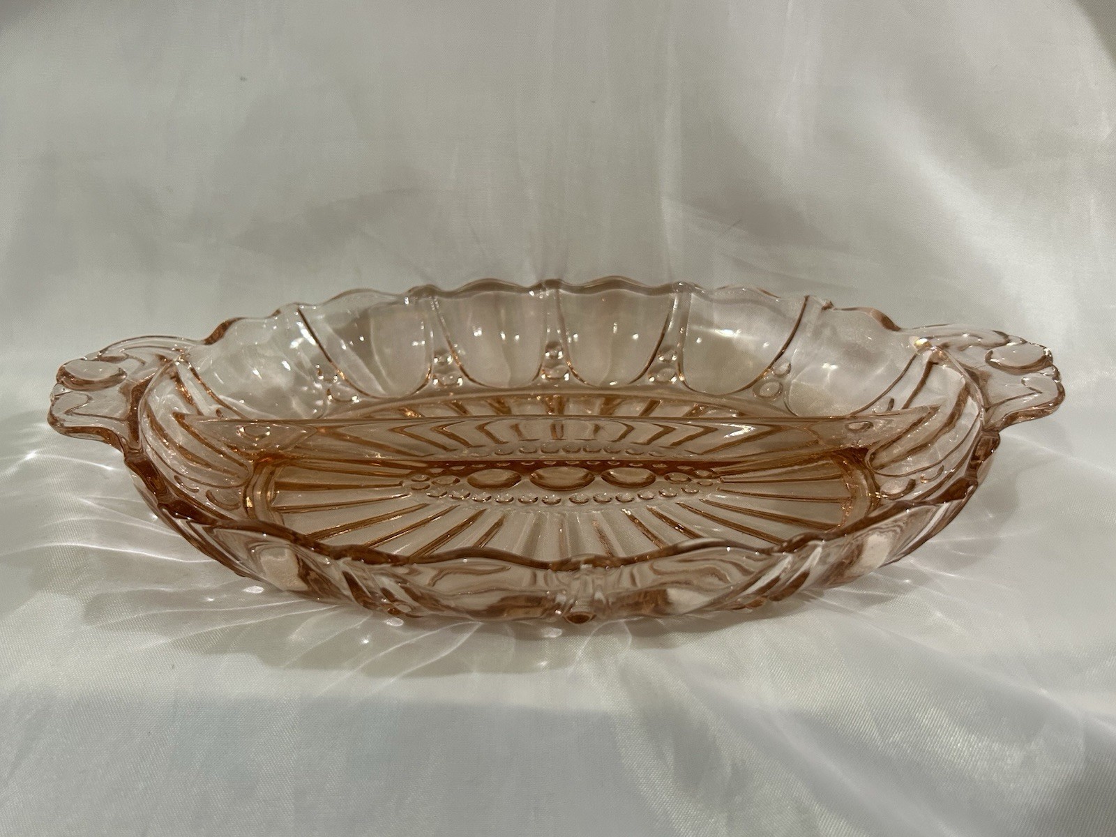 Vtg Pink Depression Glass Oyster and Pearl Divided Relish Tray Anchor Hocking