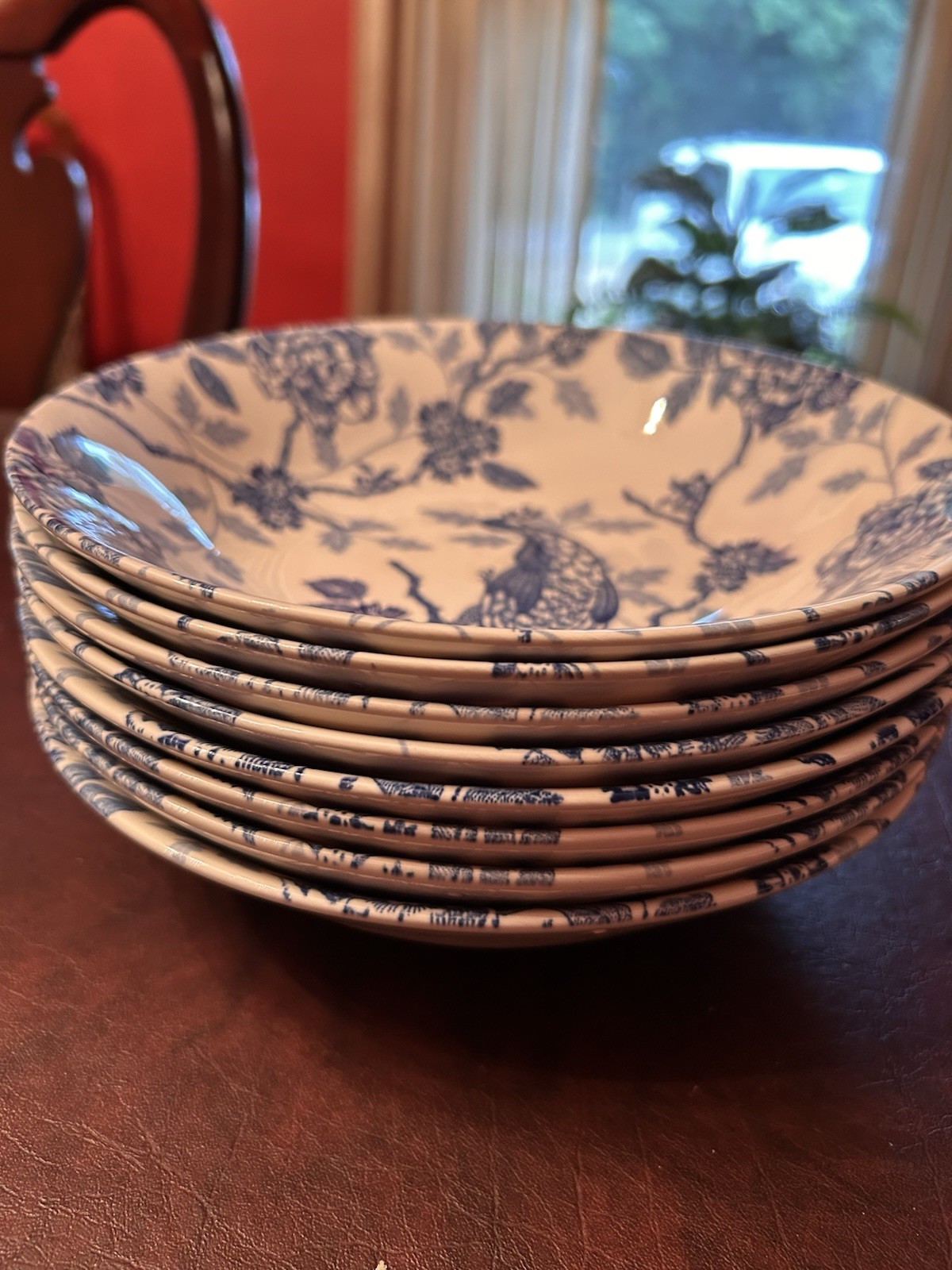Royal Wessex 8 Plates / Bowels Made In England Blue And White Peacock