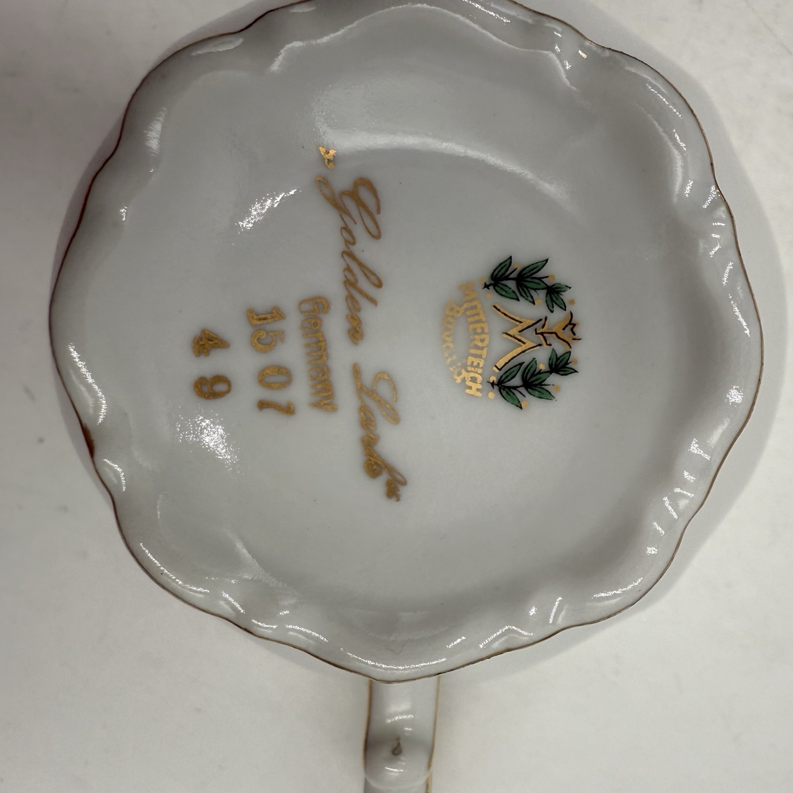 Mitterteich Bavaria Golden Lark Tea Coffee Cups Saucers Set of 3 Made in Germany