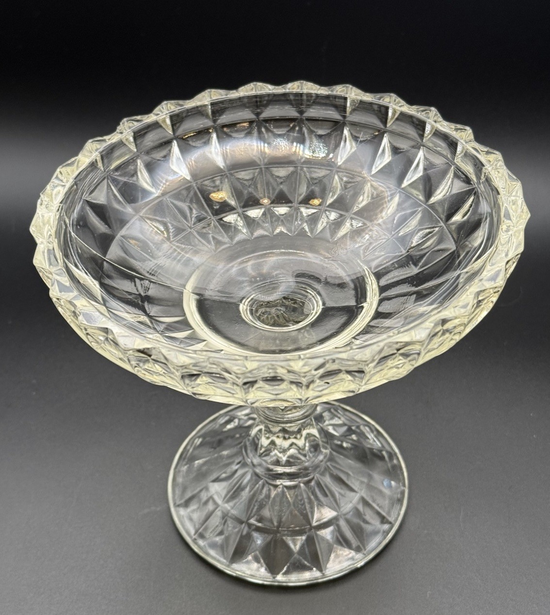 Vintage EAPG Jeannette Glass Compote Windsor Clear 1936 Pretty!