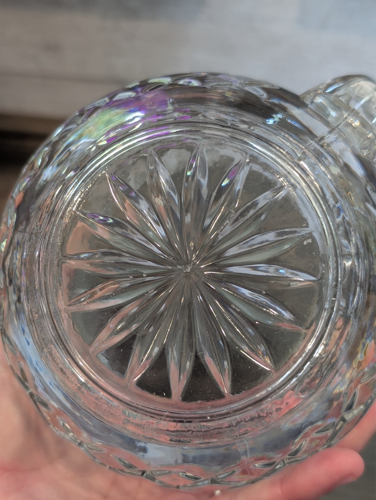 FTD Crystal squat retro criss cross pattern water pitcher 16oz