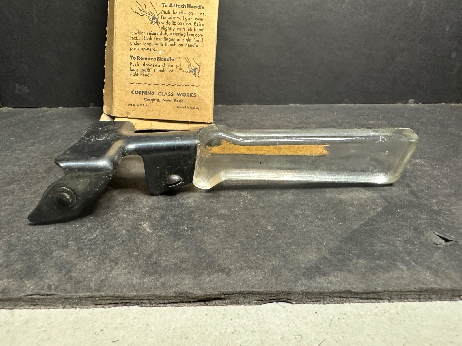 Vintage NOS Corning Pyrex Snap-On Handle, Glass, Original Box, Fit 6817, 6832 33