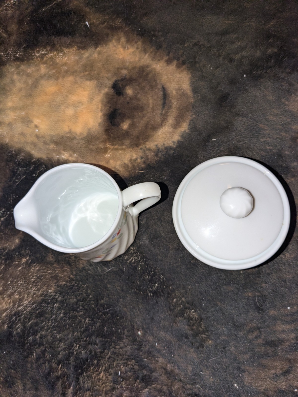 Corning English Meadow Swirl Pattern Creamer Pitcher And Sugar Bowl New