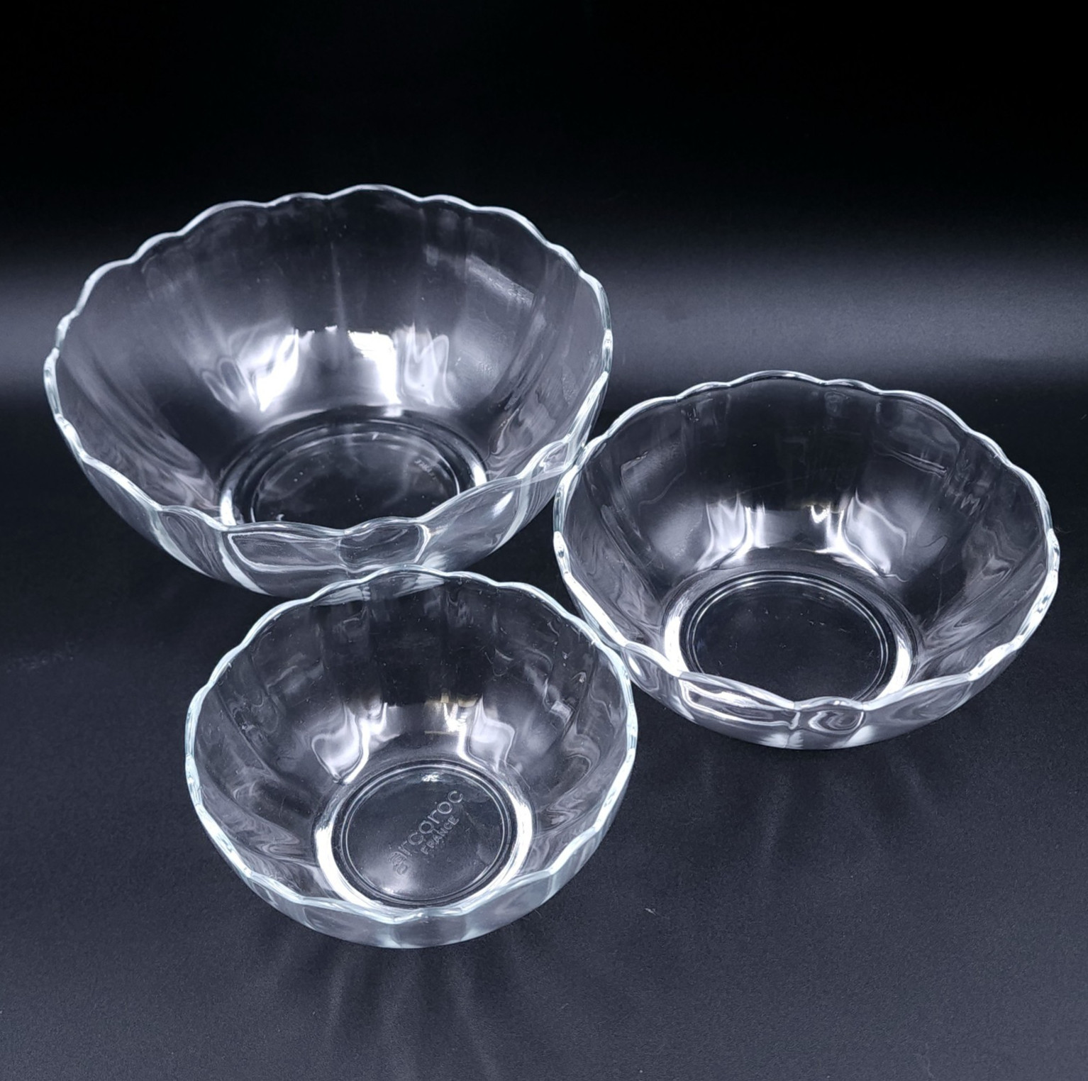 Arcoroc Arcade Bengale Nappy Tempered Glass Bowls Scalloped – Choose 4″ 5″ or 6″