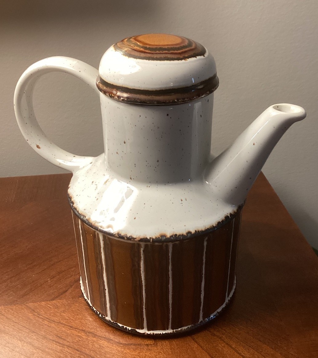 W R Midwinter Ltd Stonehenge Earth Coffee Pot & Lid Brown Stripes MCM – 7 7/8″