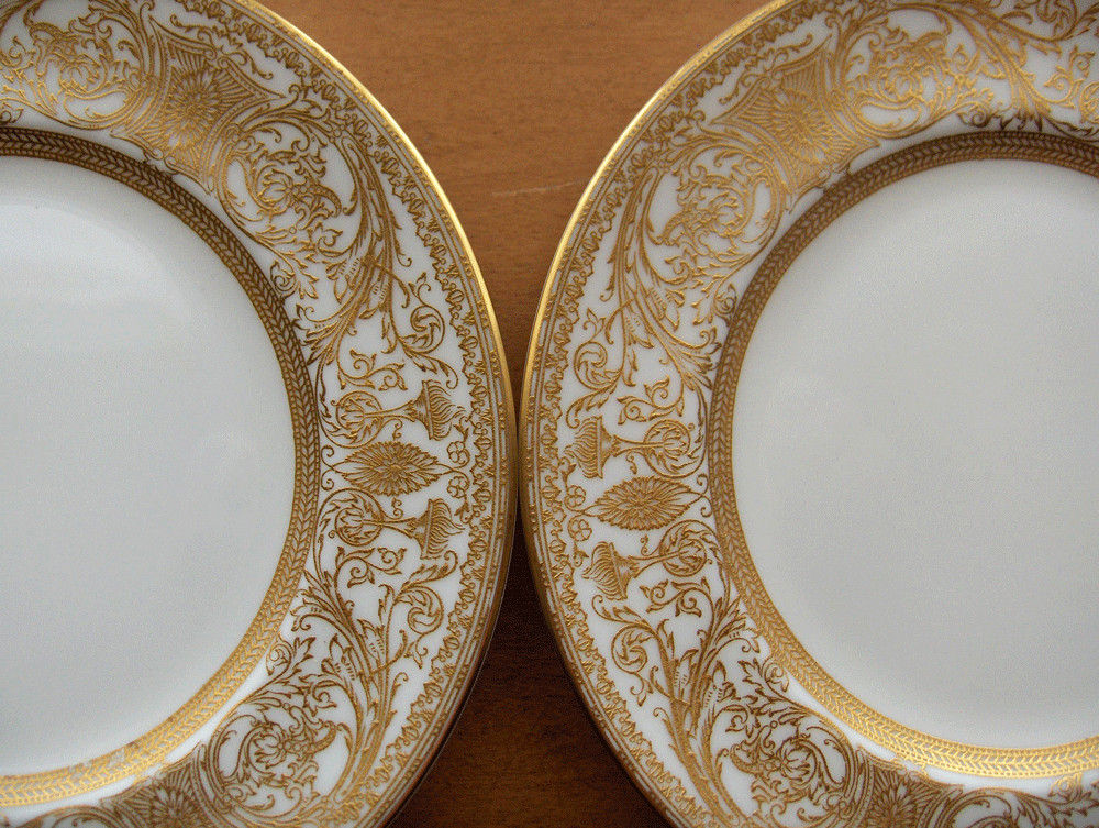 Royal Worcester Embassy white & gold 2 bread plates~England~Pristine-No Reserve