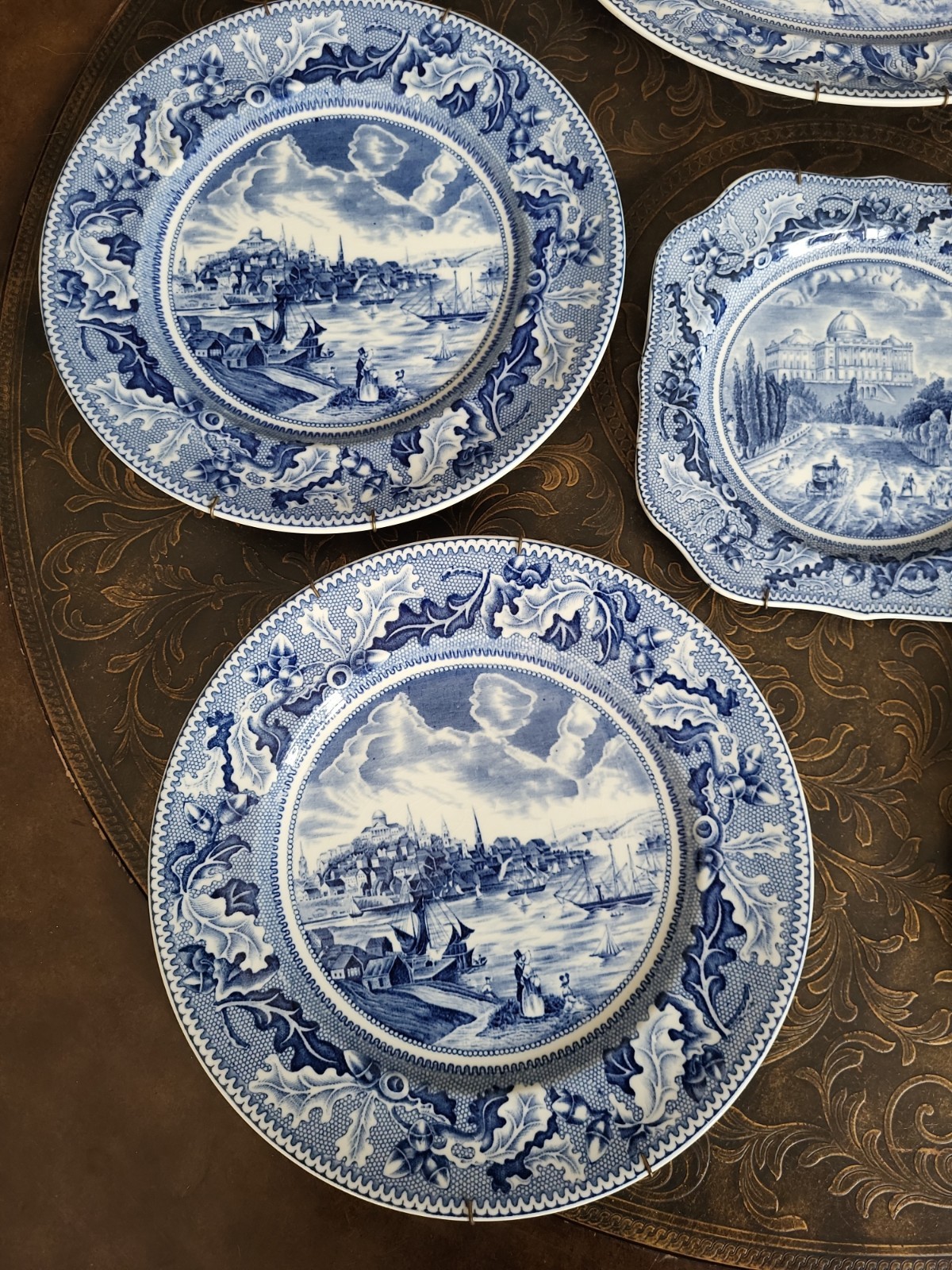 Johnson Bros Historic America Blue New York/Boston/Washington Plates Lot Of 6