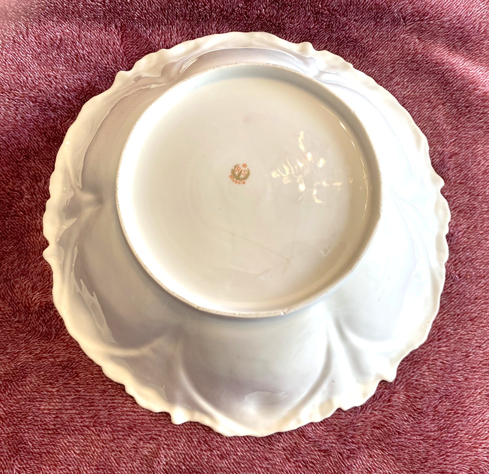 Antique RS Prussia Porcelain Serving & Berry Bowls Floral Pink Roses 7 PC Set