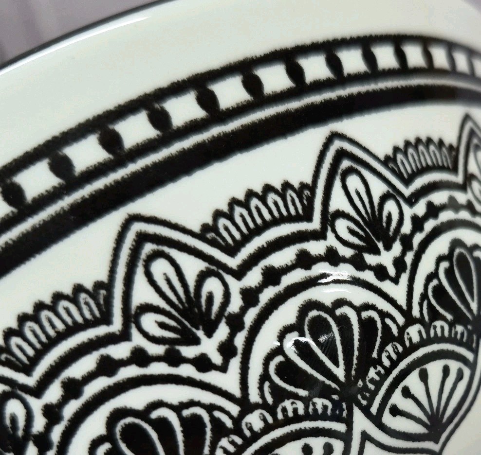 Royal Norfolk Set of 4 Cereal Salad Bowls Black and White 6” Mediterranean~New!