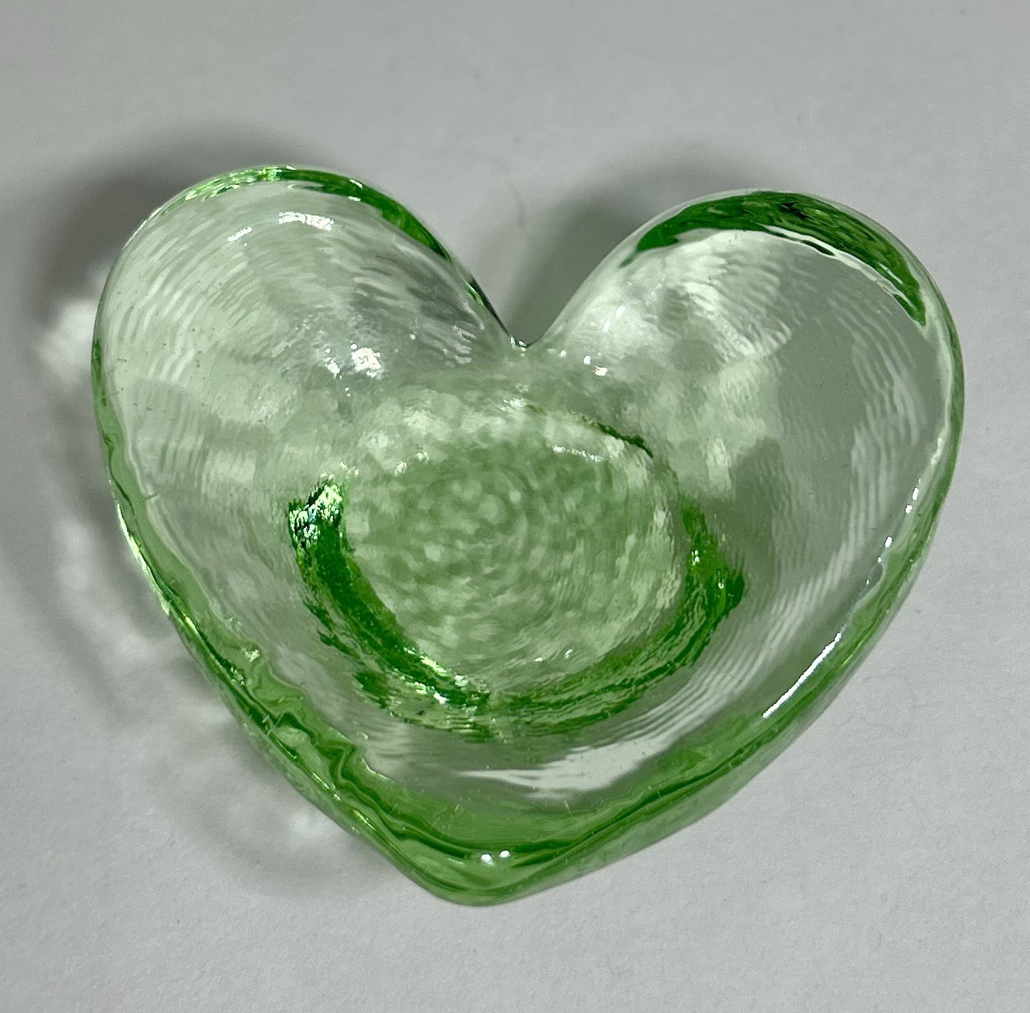 Fire & Light Recycled Glass Celery Green Heart Shaped Trinket Dish