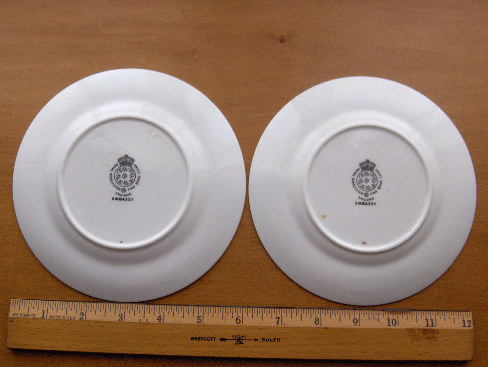 Royal Worcester Embassy white & gold 2 bread plates~England~Pristine-No Reserve