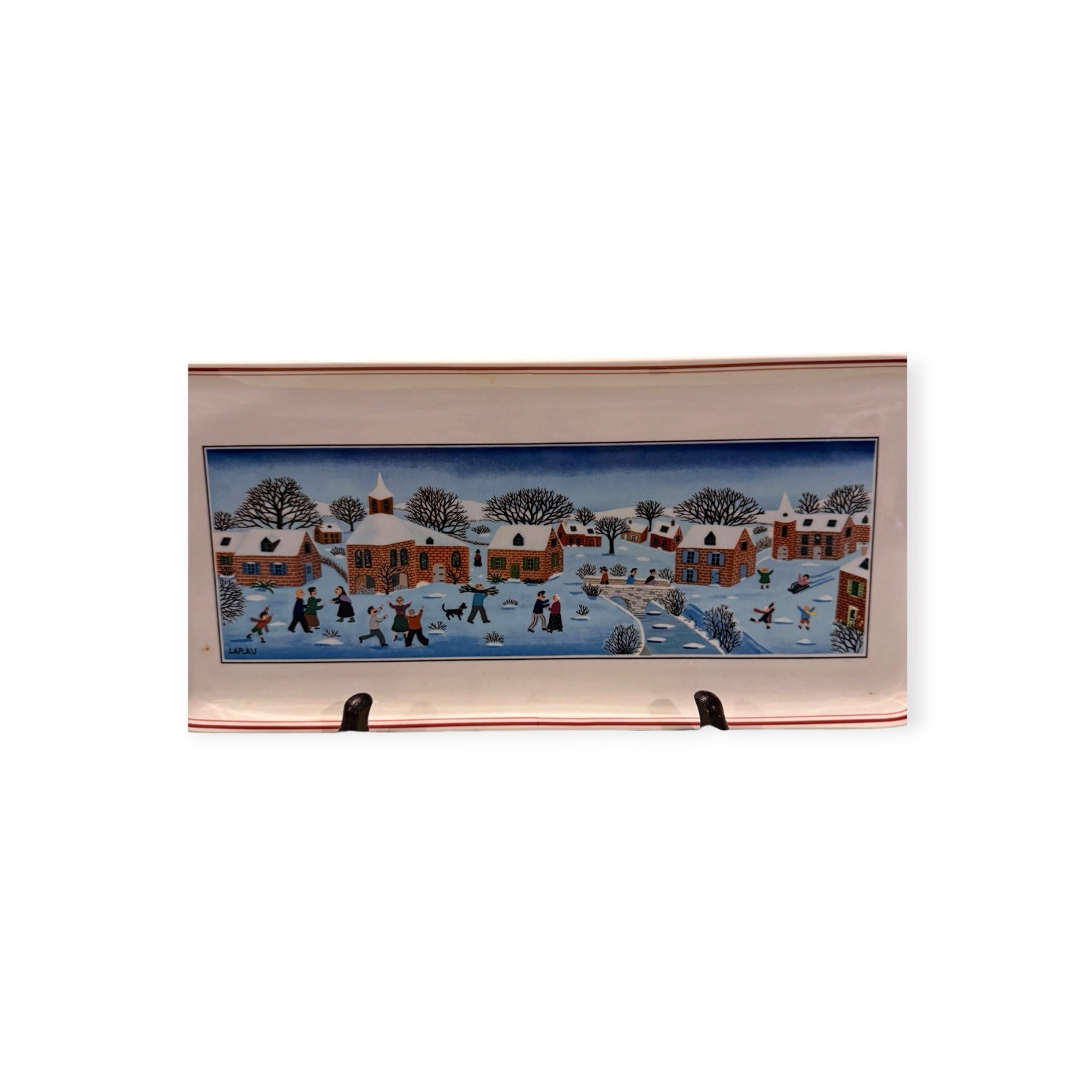 VILLEROY & BOCH Naif Christmas Sandwich Tray 13 3/8″ Snow Village Winter Scene