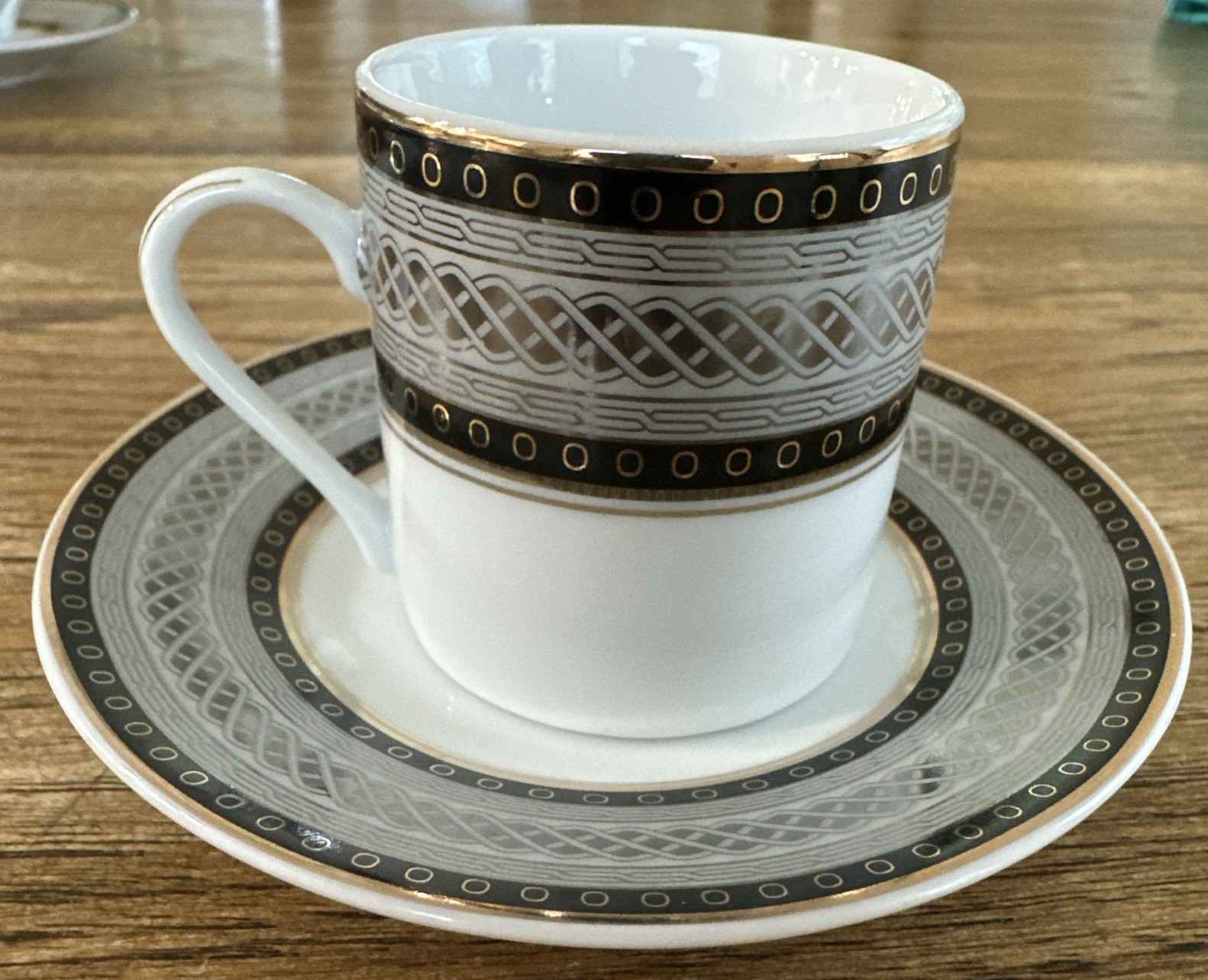 Nour Black Silver Porcelain Demitasse Cups And Saucers Twelve Piece Set