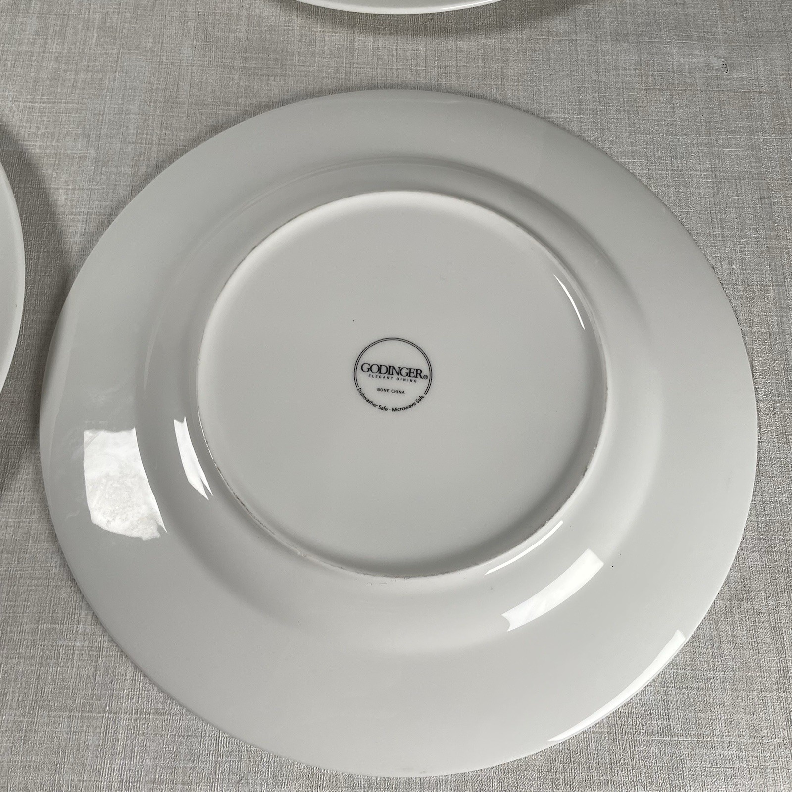 Godinger Elegant Dining Bone China White 11” Dinner Plates Set Of 4