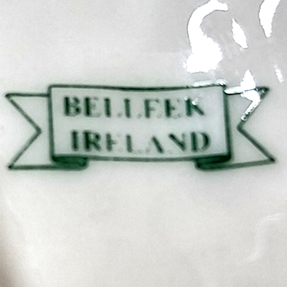 Belleek Ireland Neptune Pink Gold Trim Creamer Seashell Feet Pink Coral Handle