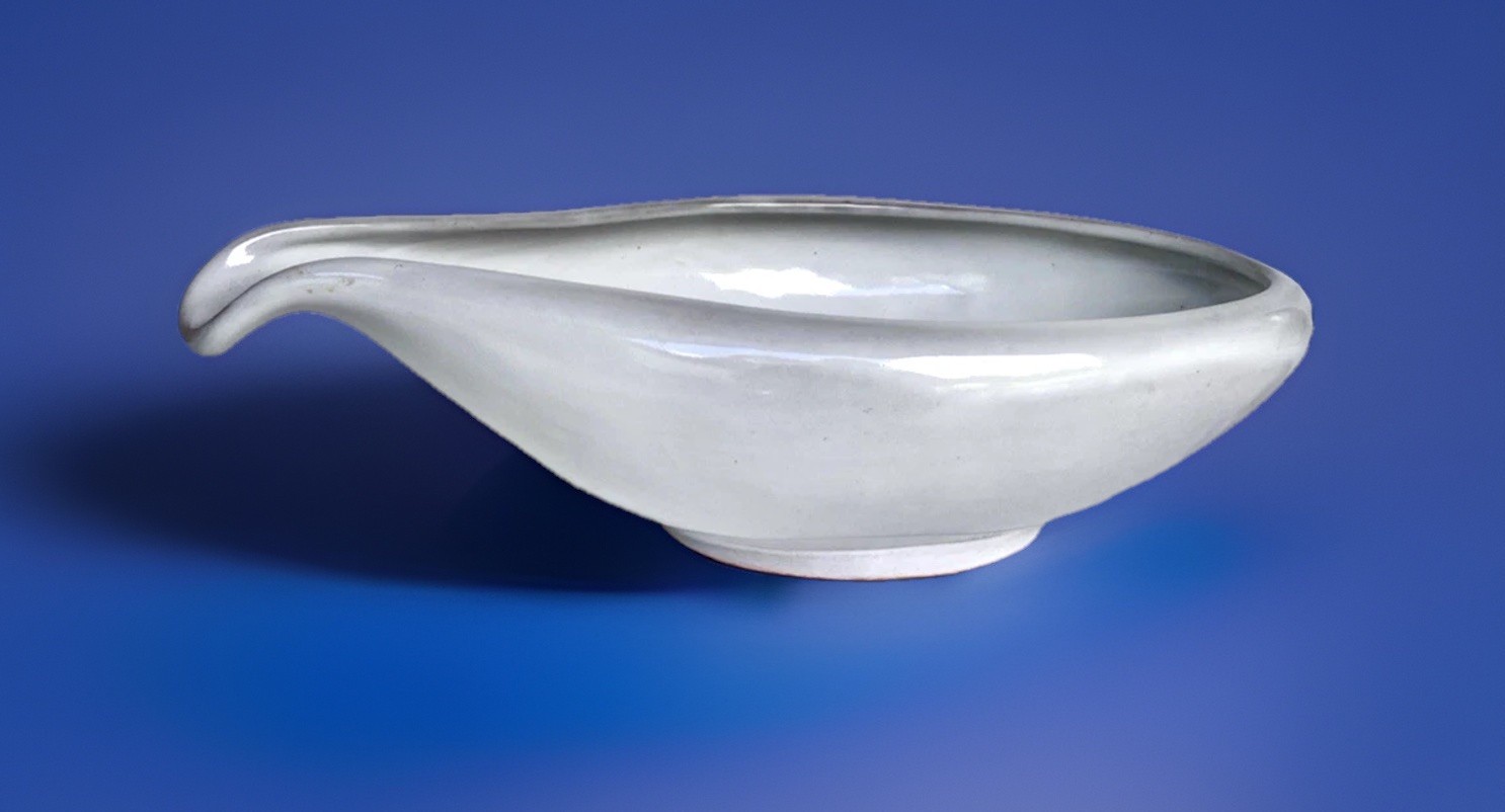 Vintage White Francoma Asymmetrical Freeform Bowl #214, 11-1/2″ Long