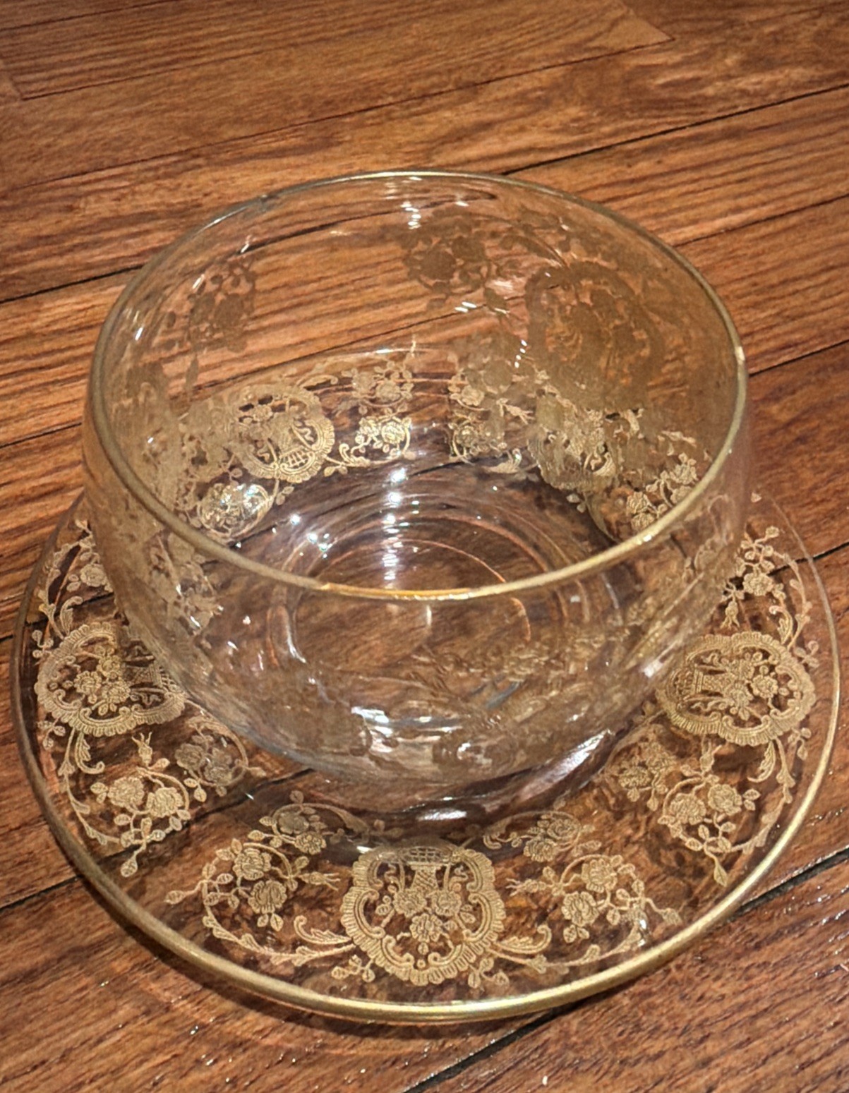 Lotus Bridal Banquet Gold Encrusted Bowl & Liner.Chip OnCup See Picture 4&7.