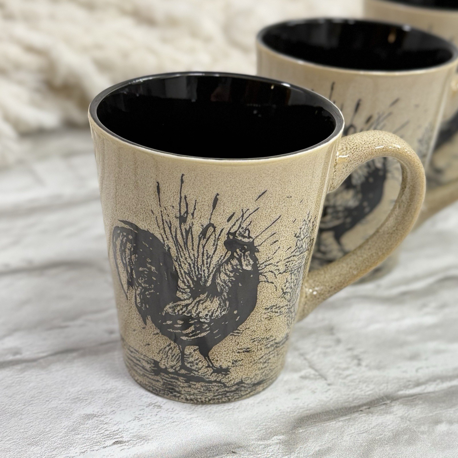 Pfaltzgraff Homespun Rooster Coffee Tea Mugs Set Of 4 Ceramic Farmhouse NEW