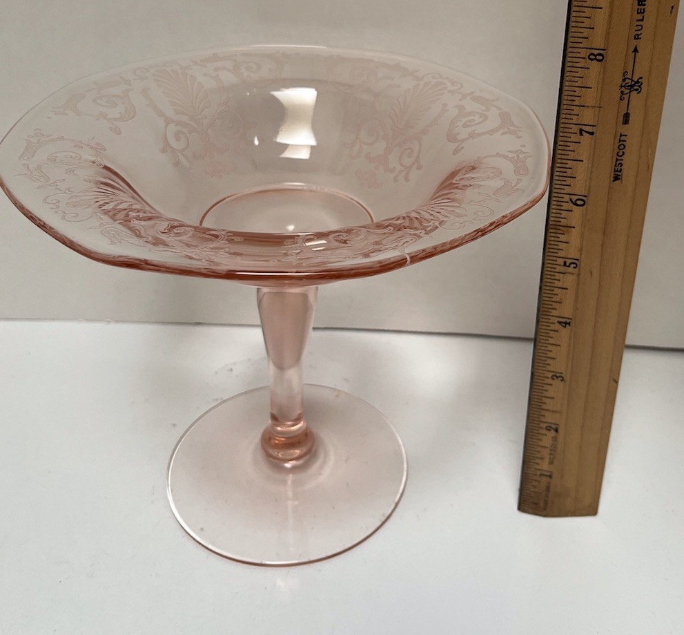 Fostoria Glass VERSAILLES Pink 6 1/2″ Tall Compote.