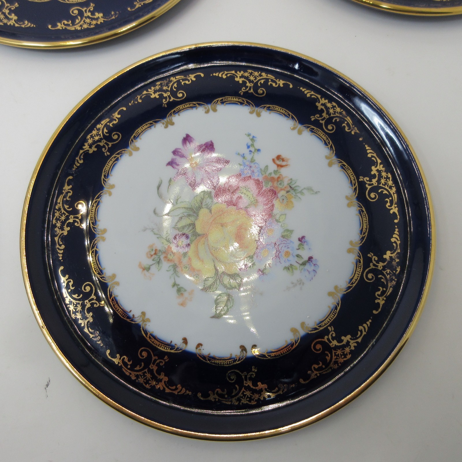 5 COULEUVRE FRANCE CHINA PORCELAIN VERITABLE COBALT LIMOGES PLATES 7 7/8 INCH