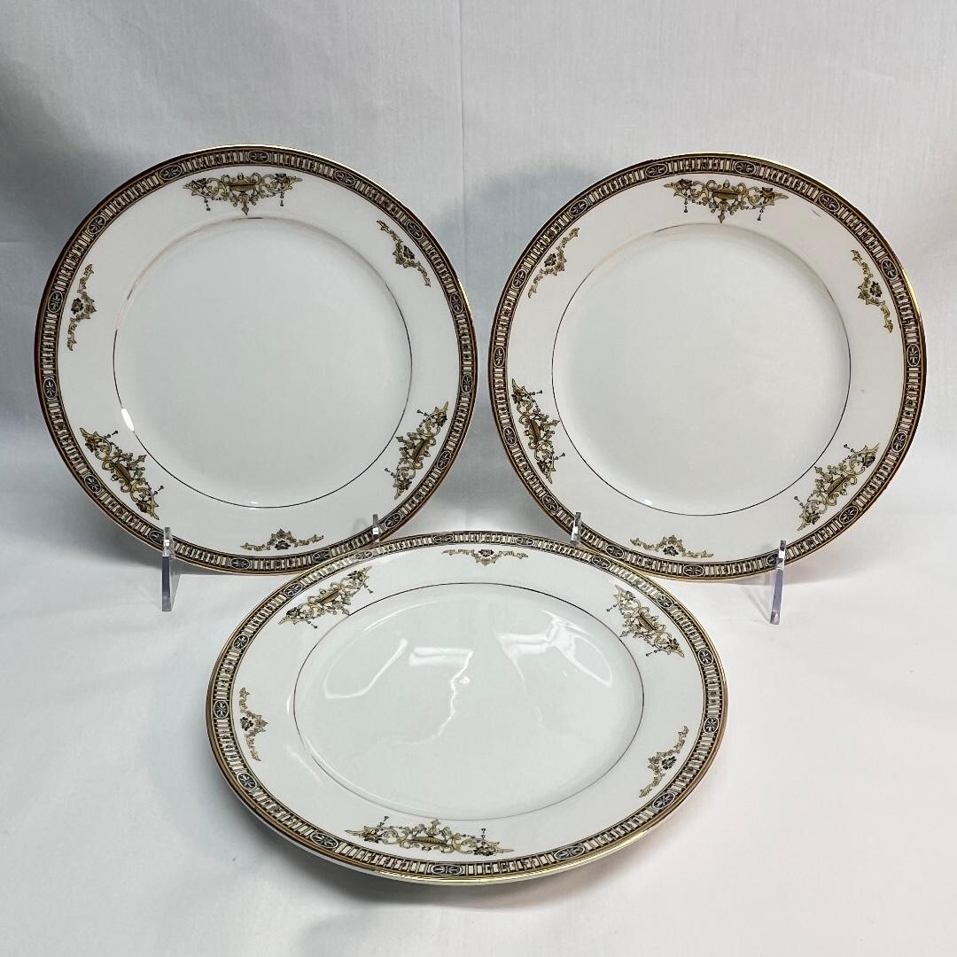 VTG (3) Dessert-Salad Plates Noritake Adams Floral Gold Trim Japan 7.5″Diax.5″H