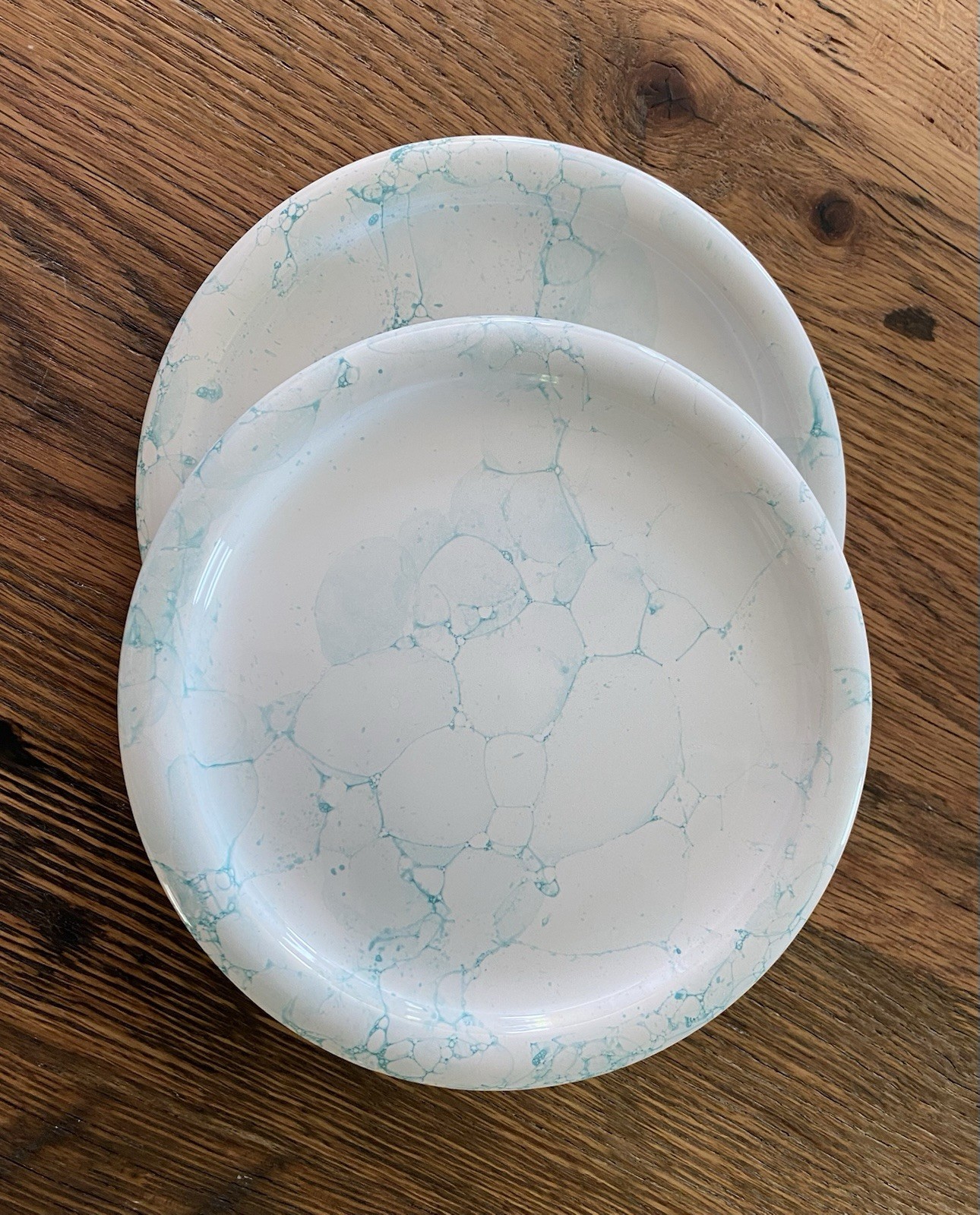 Waechtersbach W. Germany 2 Marble Collection Aqua On White~Salad Plates