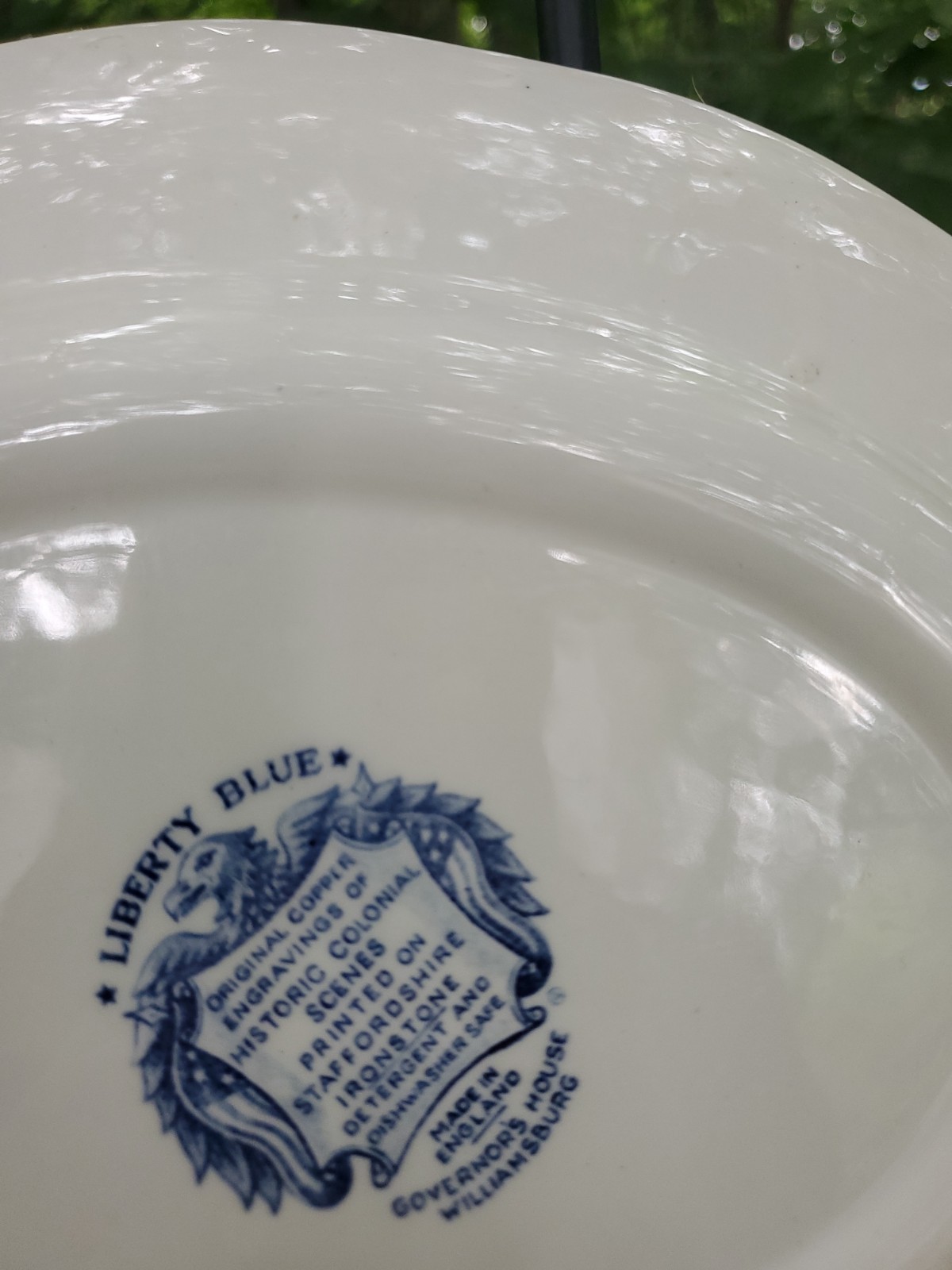 VTG Liberty Blue White Staffordshire Transferware Ironstone Oval Platter 12″
