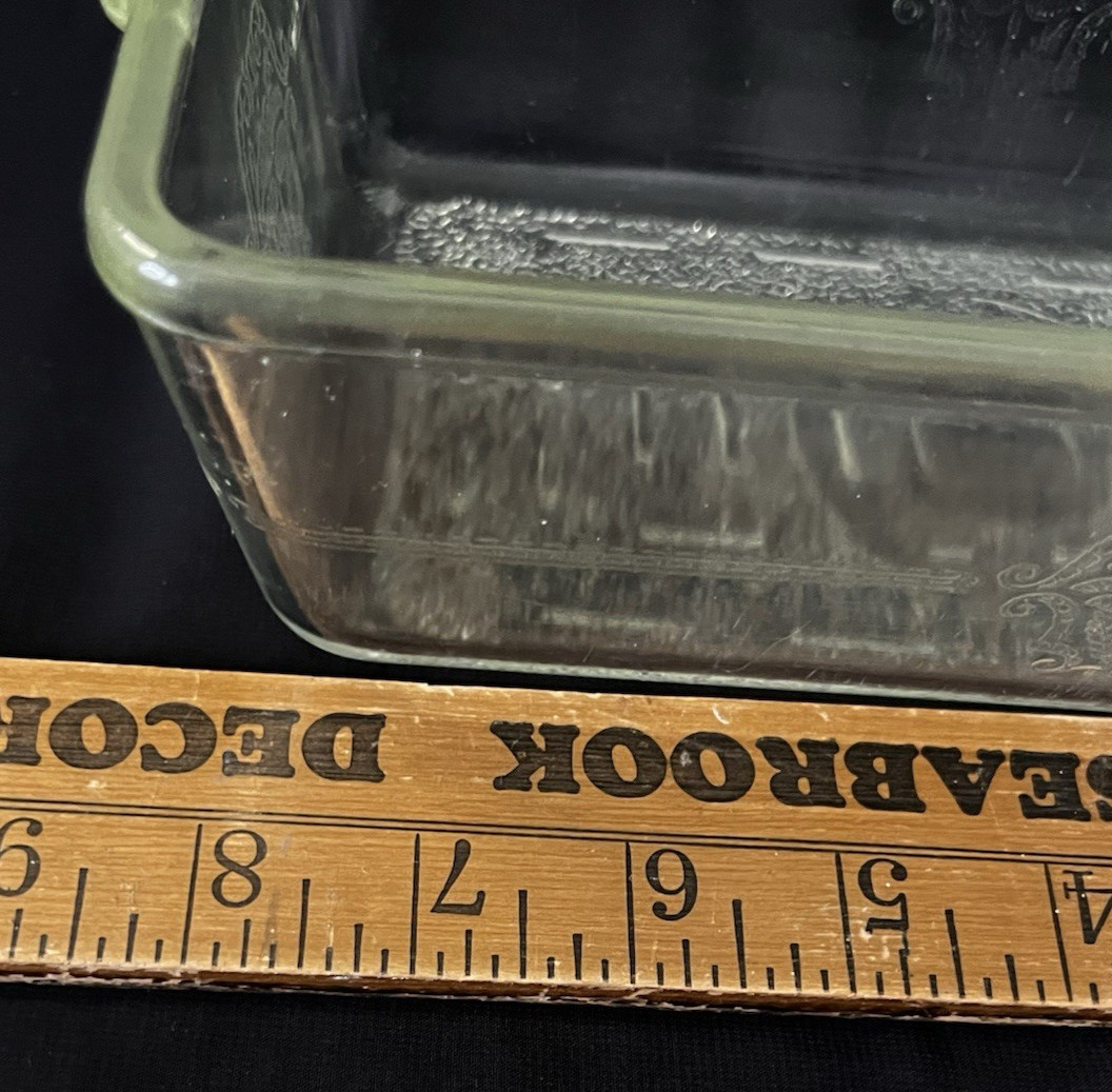 Vintage Glasbake 254 Loaf Pan Clear Glass Baking Dish Art Deco Pattern USA