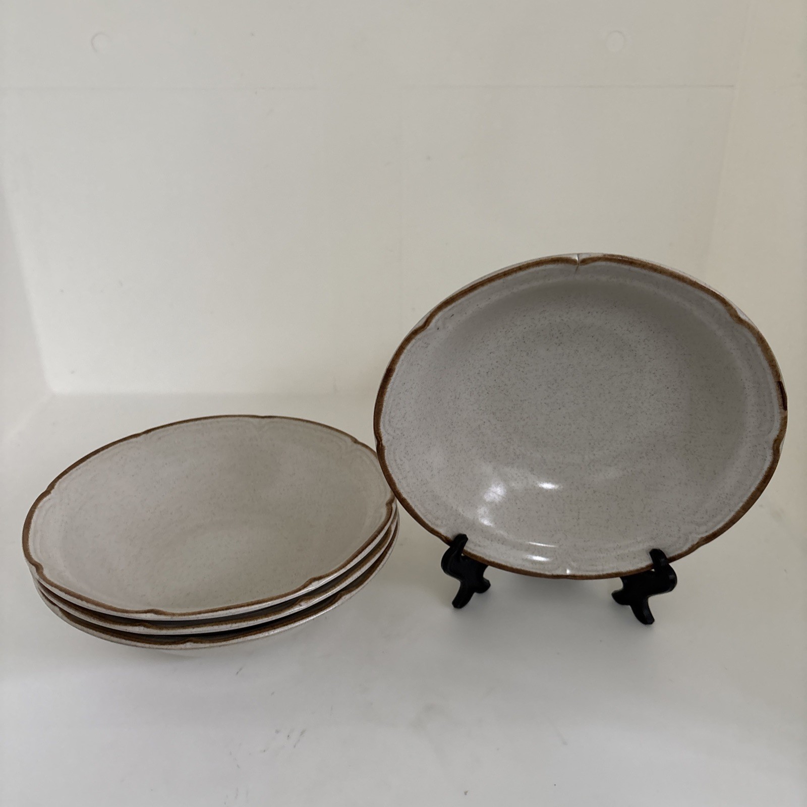 4 Hearthside Stoneware Autumn Fair Baroque Japan Soup Bowl 6.5in Vintage (B)