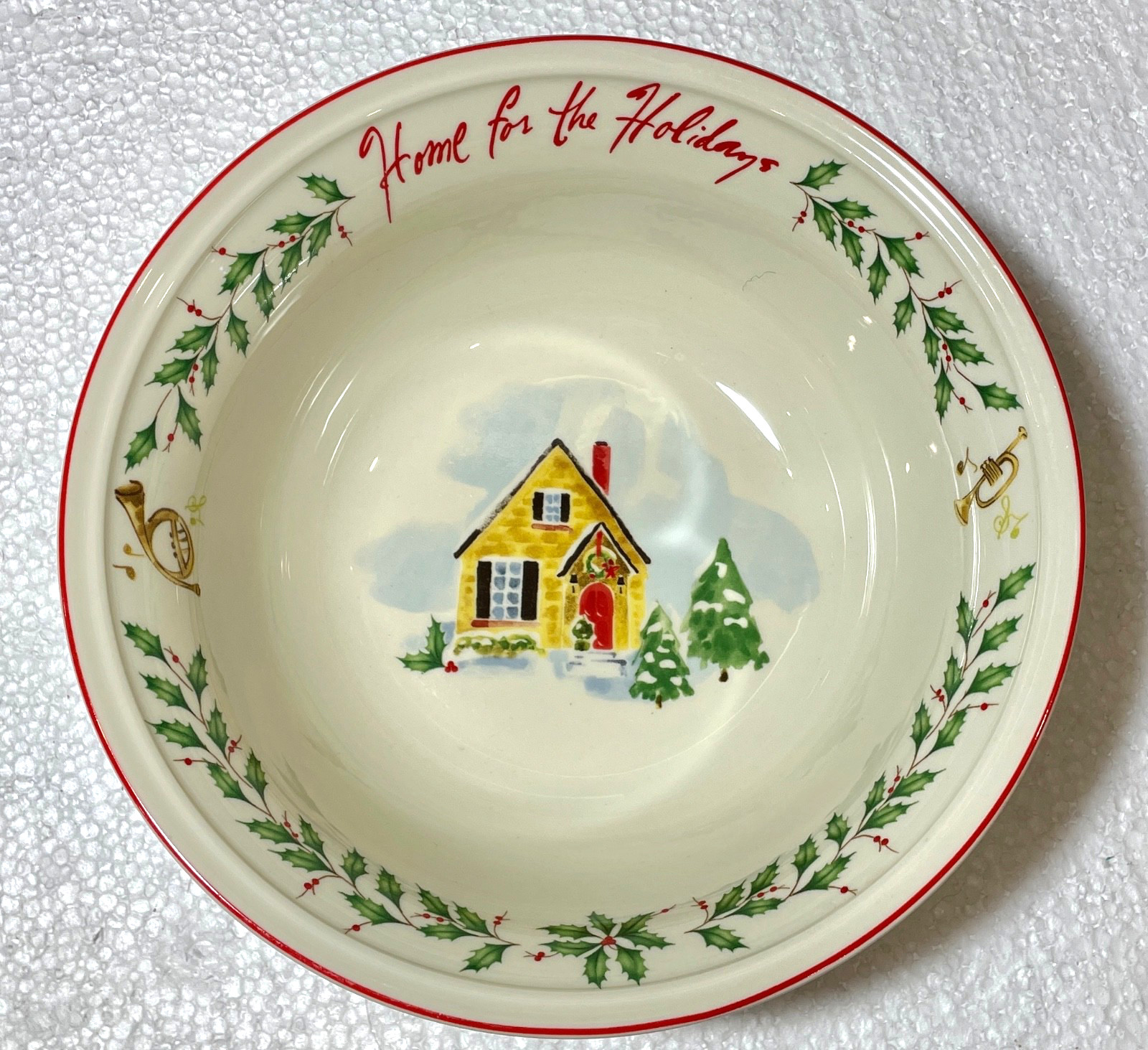 Lenox Holiday Inspiration Illustrations Sentiment Bowl Home for Holidays 7 1/8″