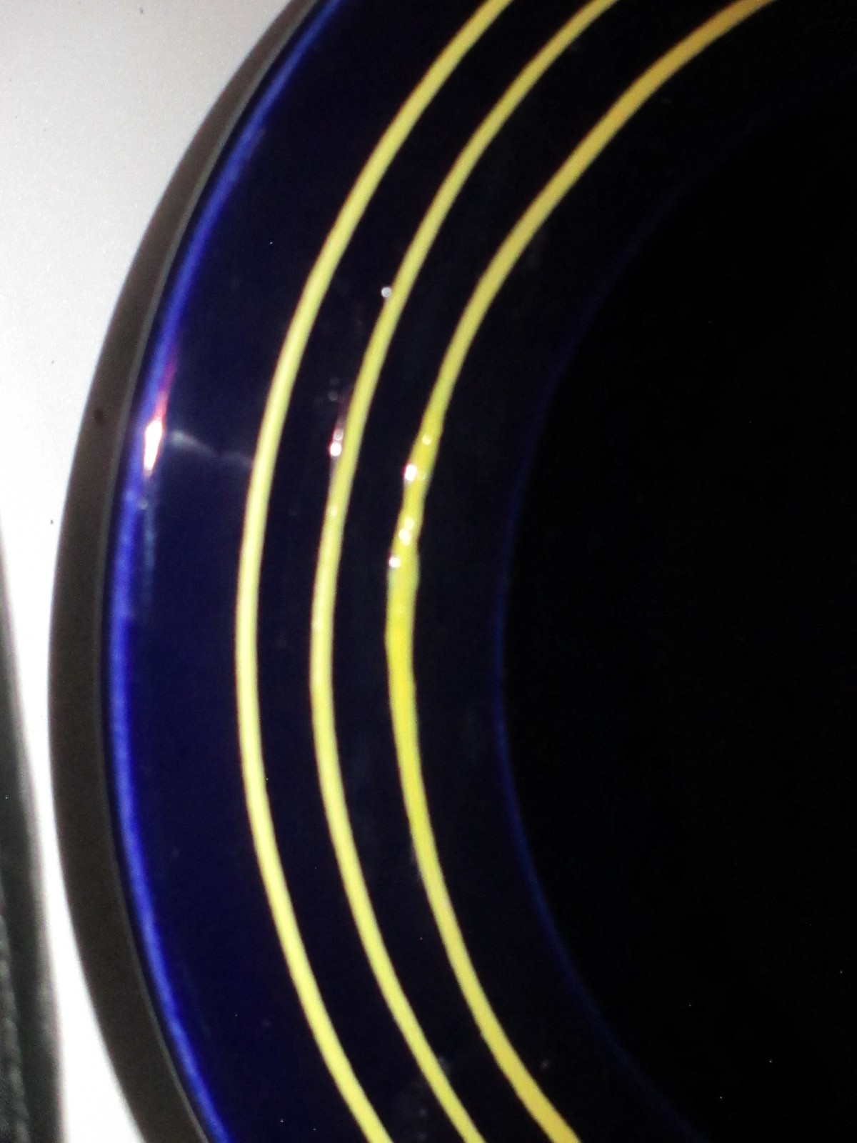Haeger Ceramic Cobalt Blue and Yellow Pedestal Compote Candy Dish-Gorgeous
