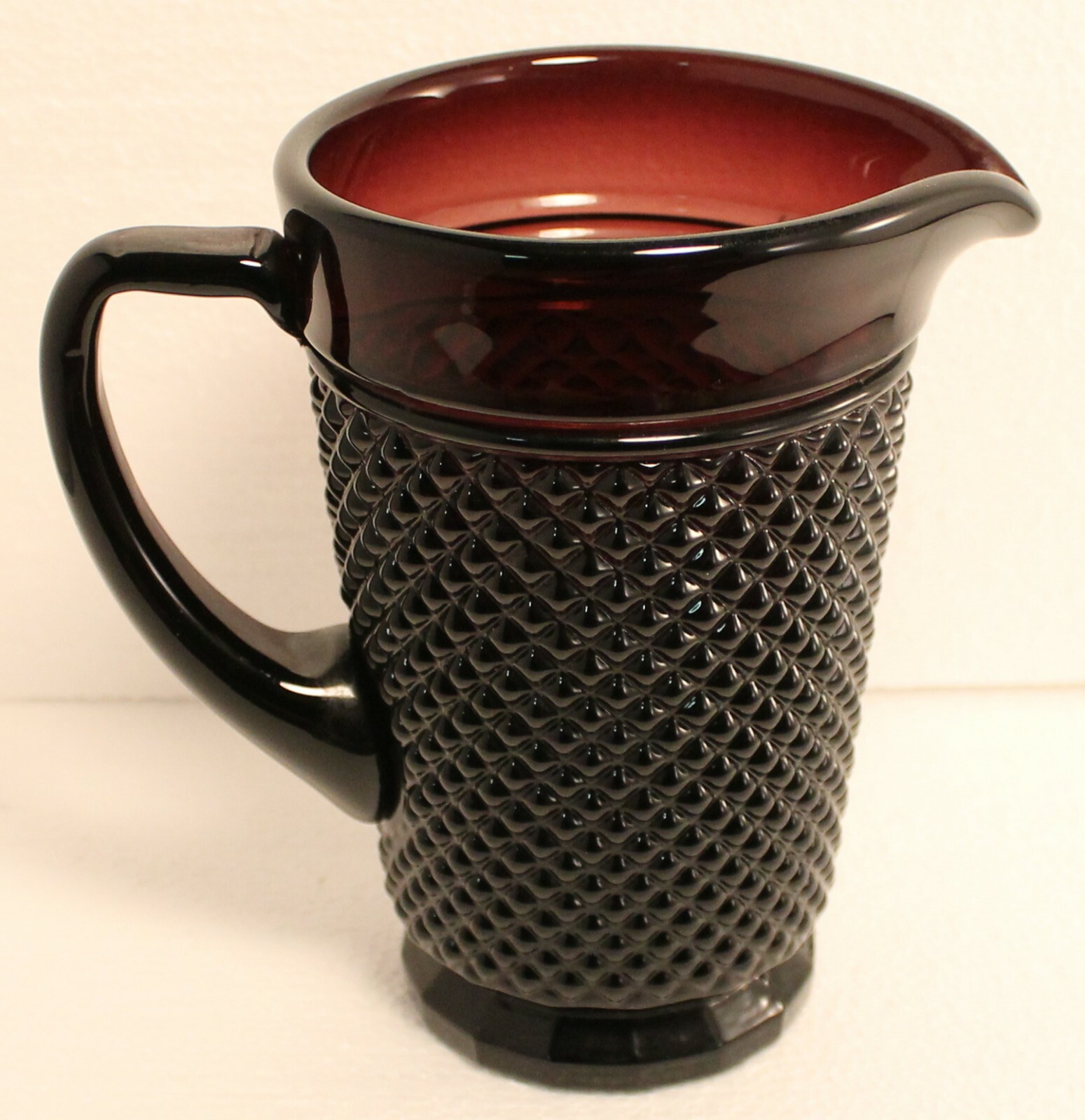 Heavy Amethyst Purple Hobnail Pitcher 7 1/4″ Tall 2 3/4 Pounds EXCELLENT
