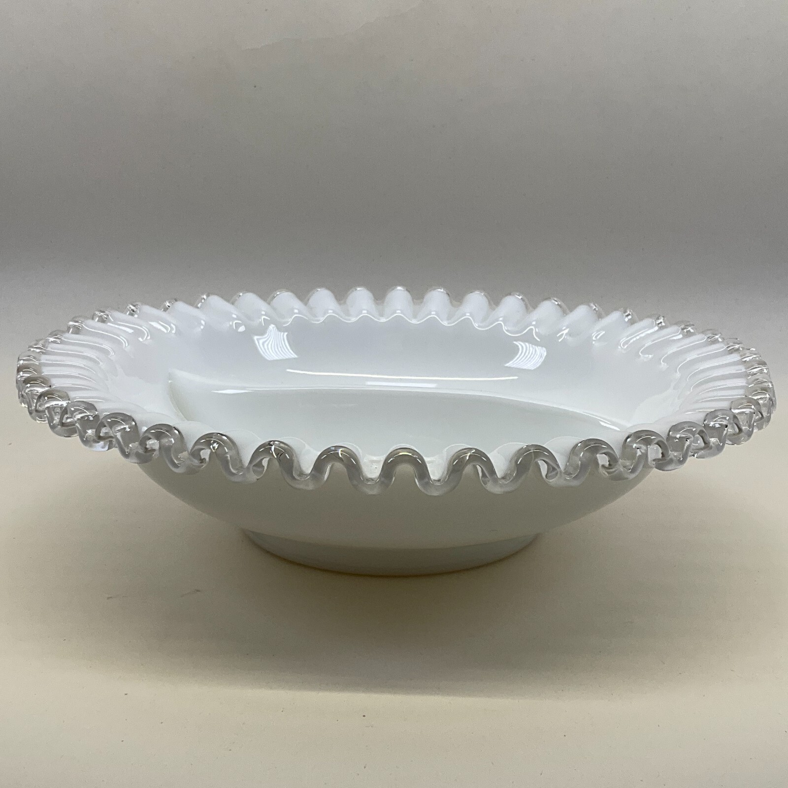 Fenton Silver Crest Divided Relish Dish Ruffled Rim Vintage 9″