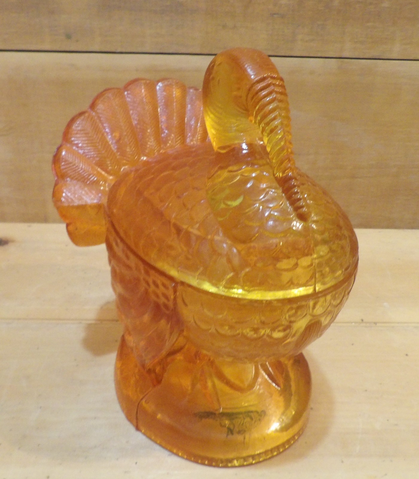 1 Orange Turkey on A Nest Candy Dish. 6¼”L x 5″W x 2⅛”D x 7″H.