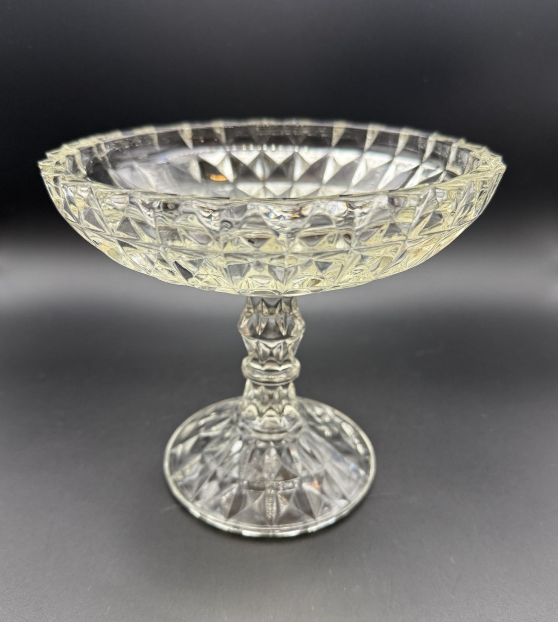 Vintage EAPG Jeannette Glass Compote Windsor Clear 1936 Pretty!