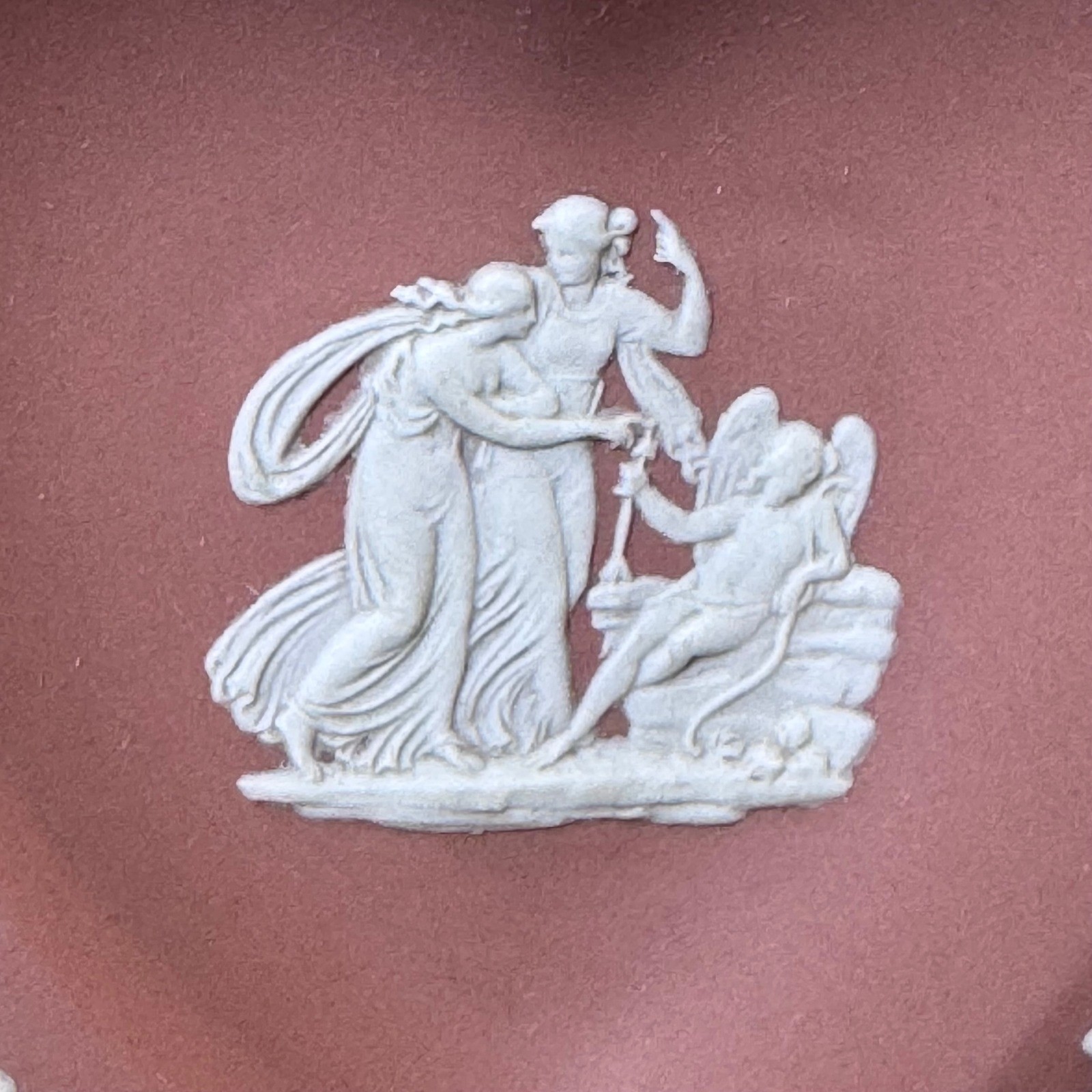 Wedgwood Jasperware Heart Trinket Dish Terracotta Pink Neoclassic Cupid England