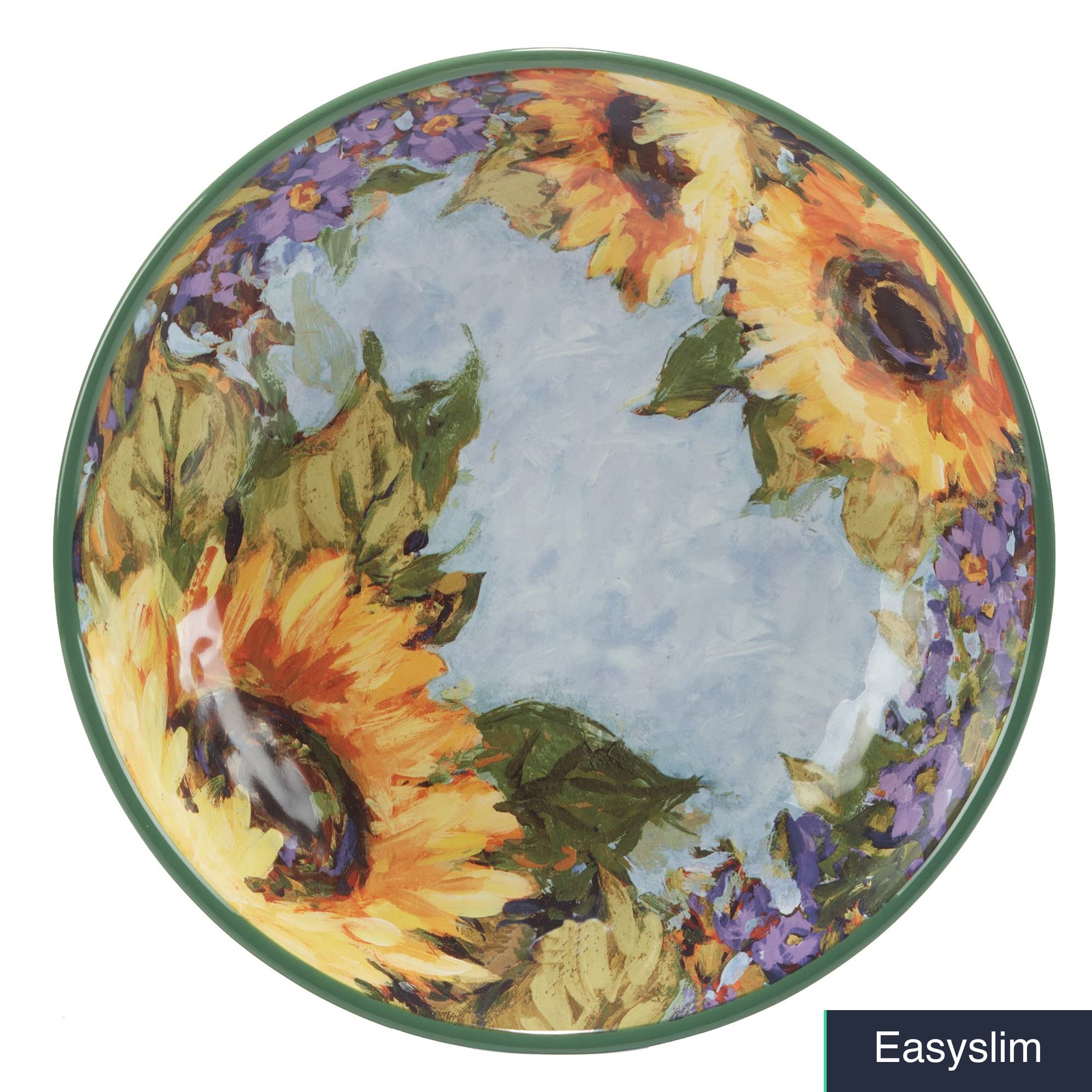 Serving Bowl 13 Inch Sunflower Bouquet Ceramic Multicolor Earthenware