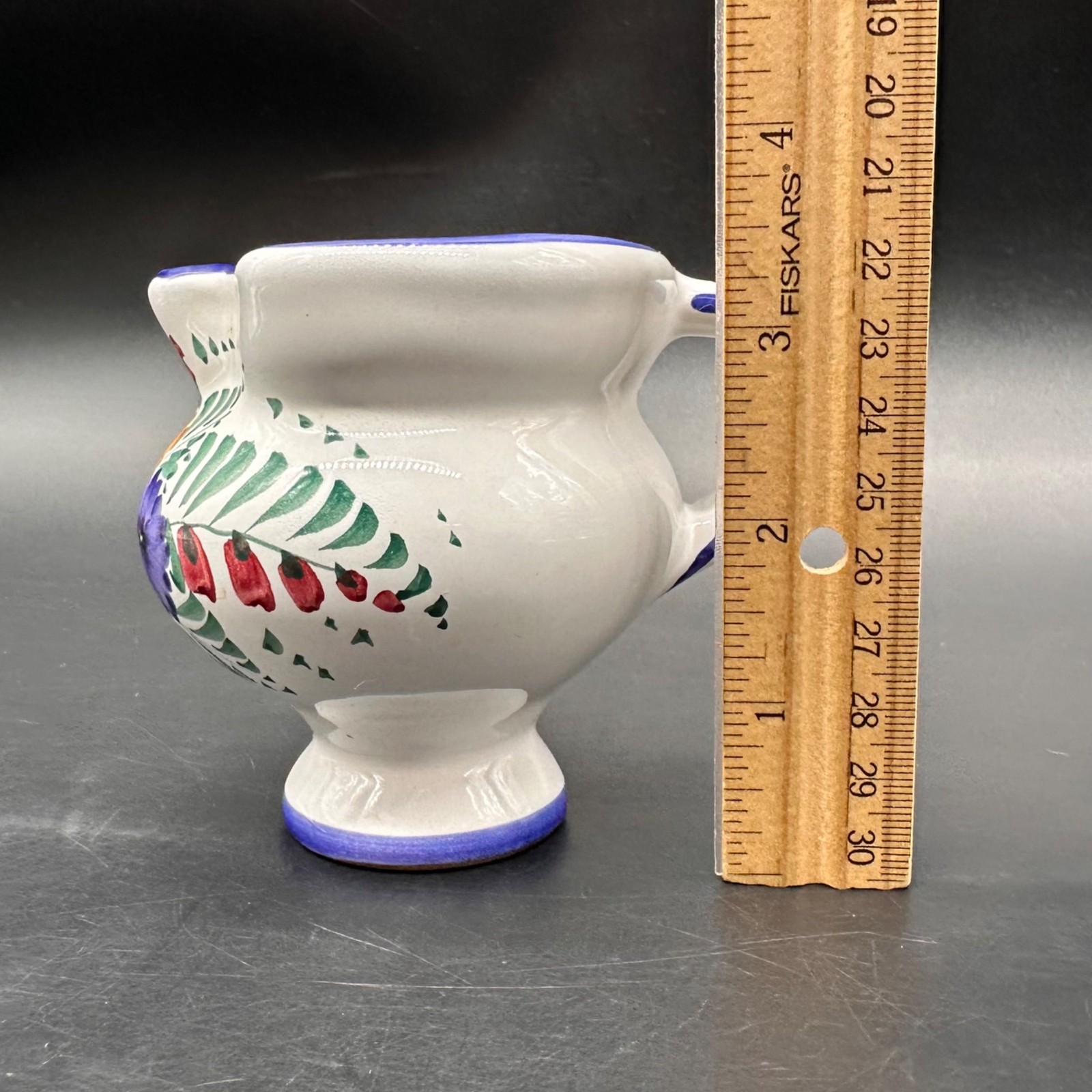 Vintage Floral Creamer Mini Pitcher Vase Italian Hand Painted Flowers Italy