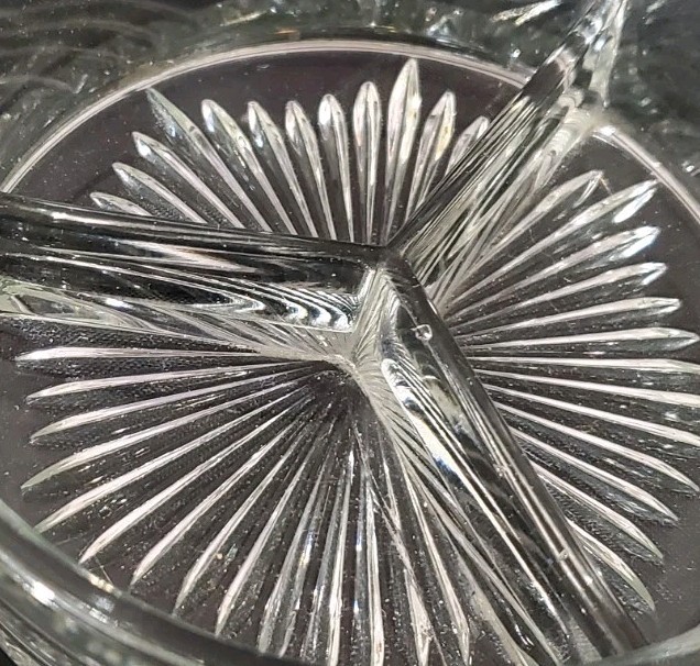 Vintage Divided Dish Triple Section Candy Nuts Server Dish To Keep Rings In It