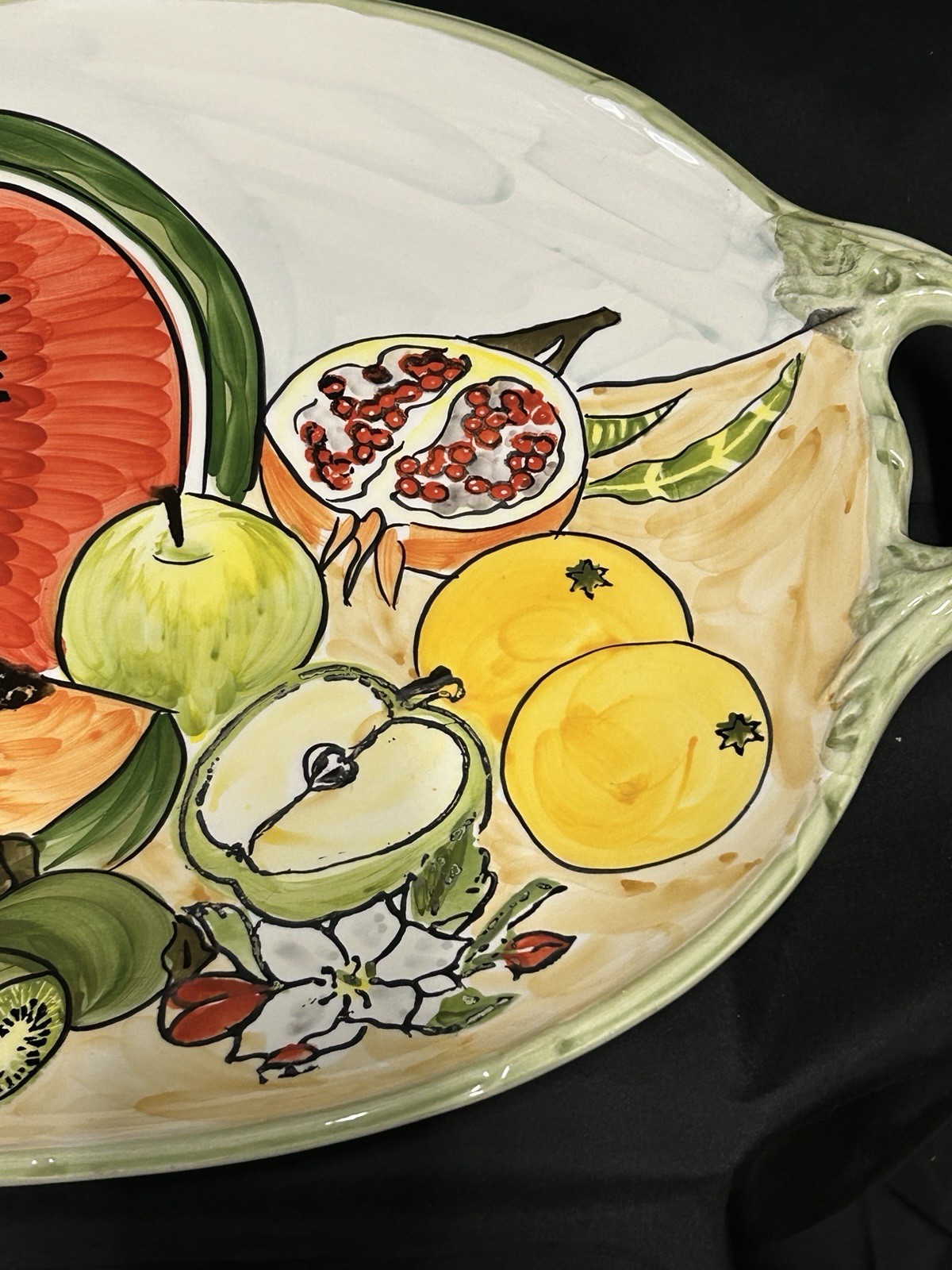 Vintage CWC Jumbo Italian Ceramic Platter Mixed Fruit Tray 26”