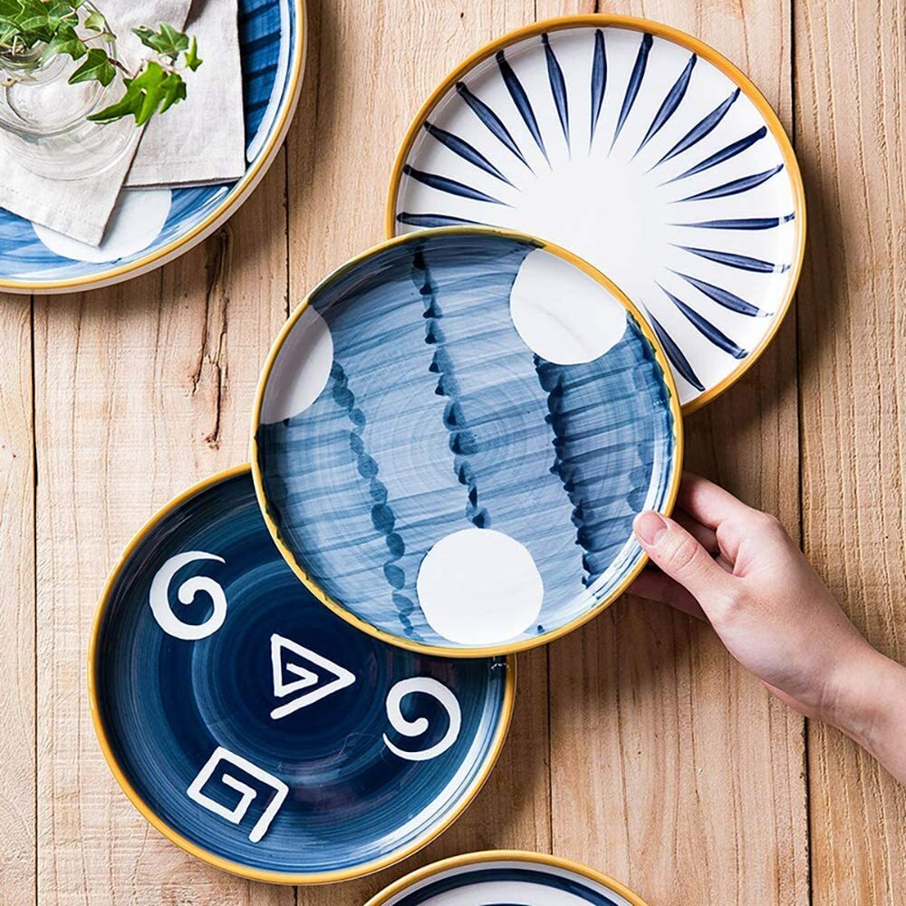Plate Set of 4 Dinner plate 8″or 10″ Handcraft Pasta Serving Dish Japanese Style