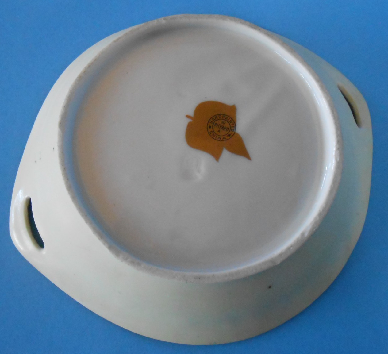 Hand Painted Floral W. A. Pickard China Dish w/ Handles Gold Trim 6.375″ Signed