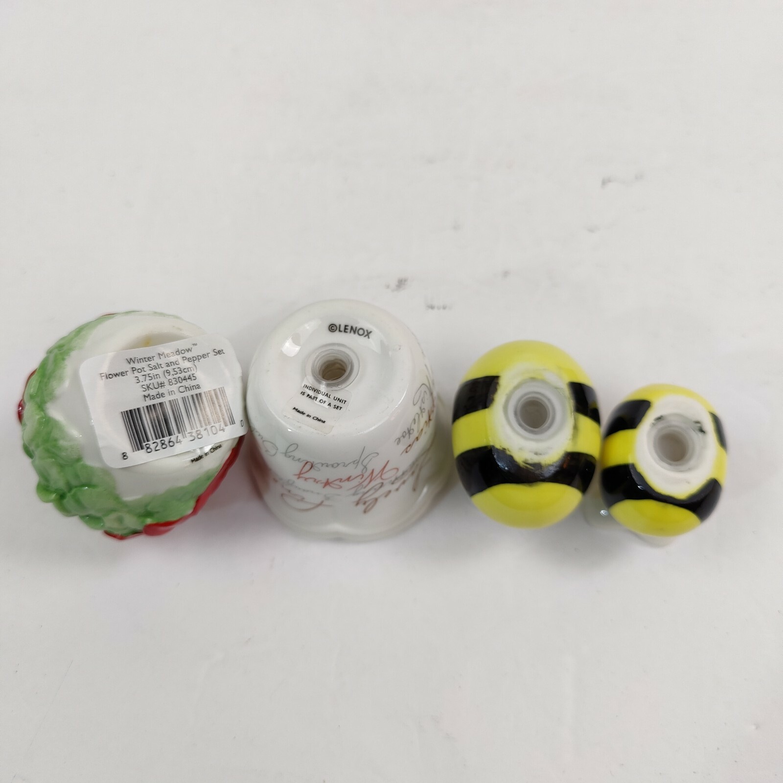 Lenox “Winter Meadow” Flower Pot SALT and PEPPER + Bees Couple Shakers Set