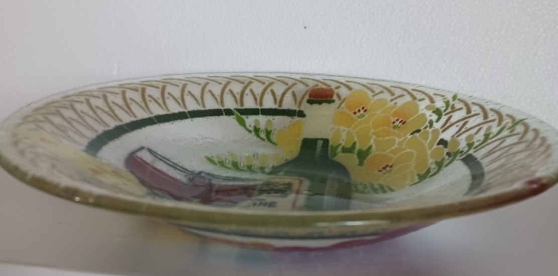 Appetizer 2 Serving Plates Peggy Karr French Italy Wine Cheese 10.5, 8.5″ sgn