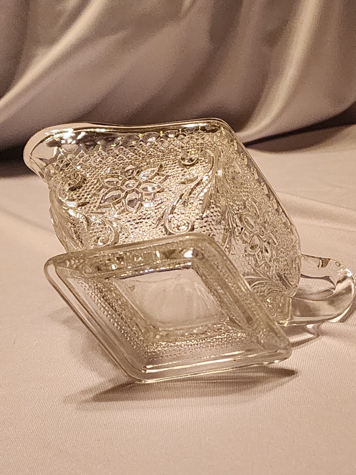Vintage Indiana Glass Creamer. Tiara Pattern Diamond Shape Creamer/Sauce Boat