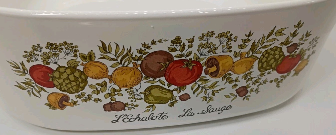 VINTAGE CORNING SPICE OF LIFE 5 QUART CASSEROLE DISH W/PYREX DOME LID DUTCH OVEN
