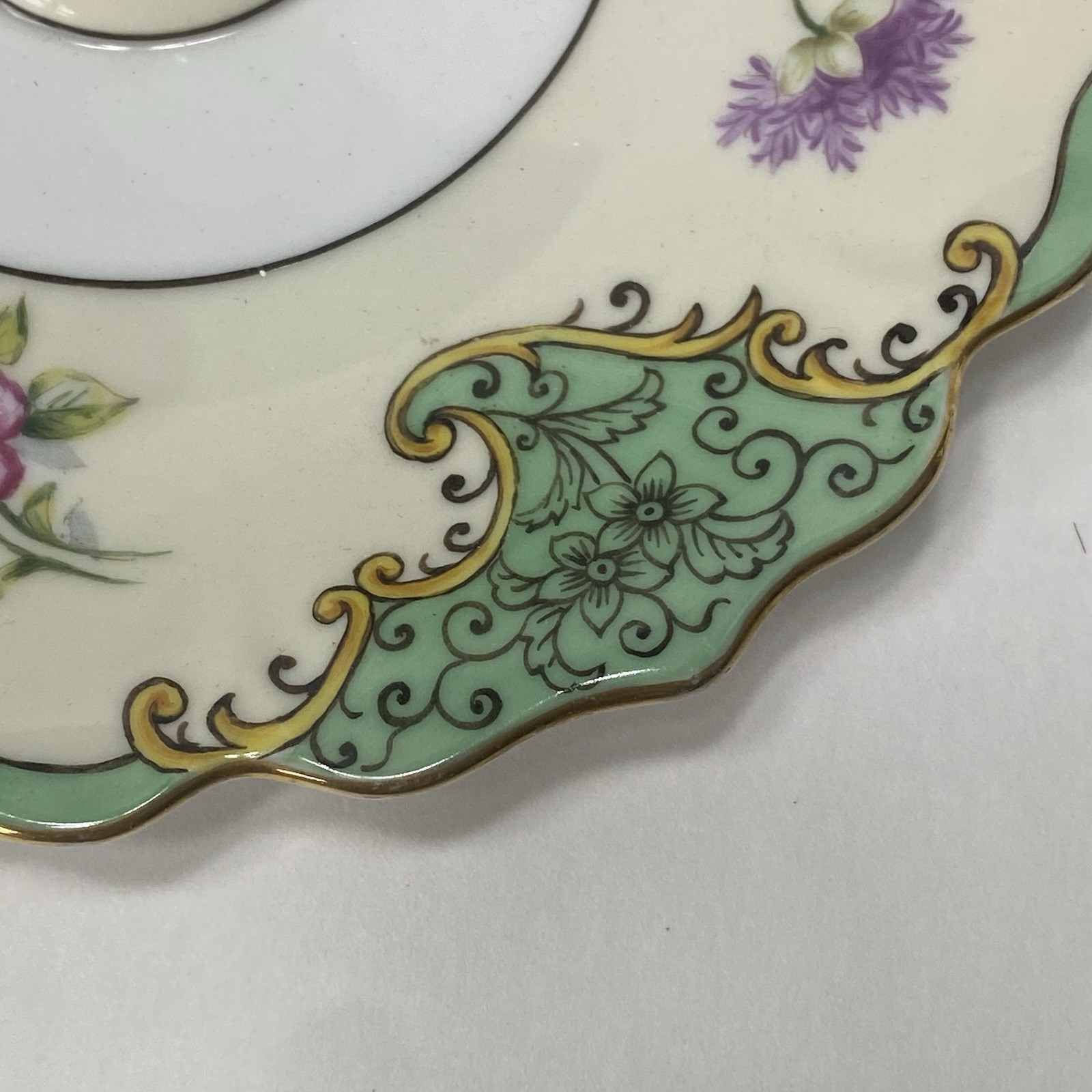 Noritake Morimura Nut Candy Mint Lemon Server Porcelain Mint Green Lavender Dish